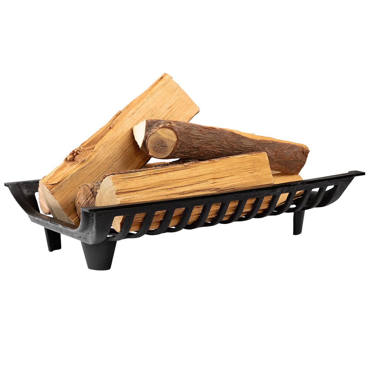 Agtek 24 Inch Fireplace Log Grate Heavy Duty Solid Steel Fire Grates Wood Stove Chimney Burning Rack Holder