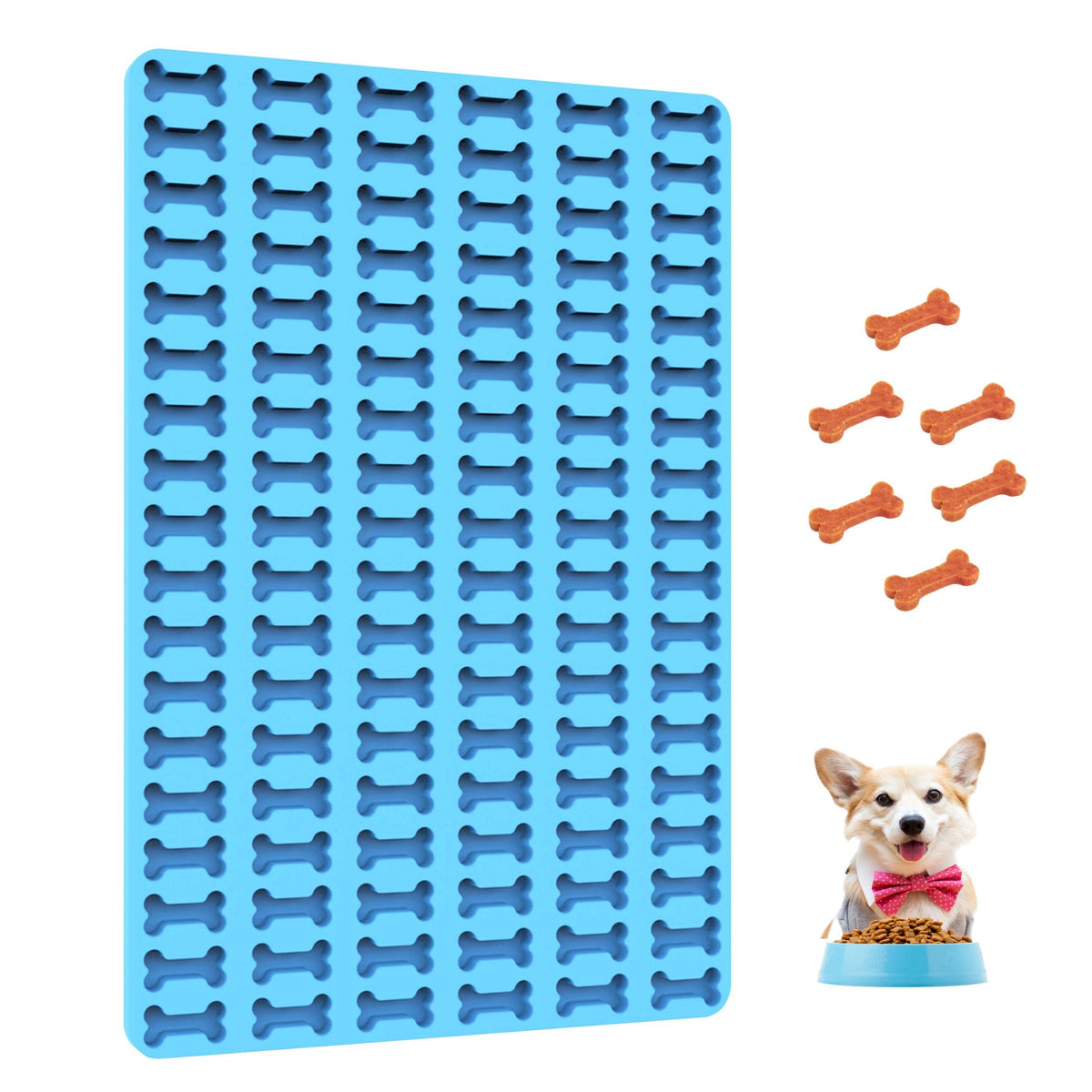 Sofliym Dog Treat Molds Mini Dog Bone Silicone Molds, Dog Treat Maker Dog Biscuit Molds With Scraper (1 Pcs Mini Bone)