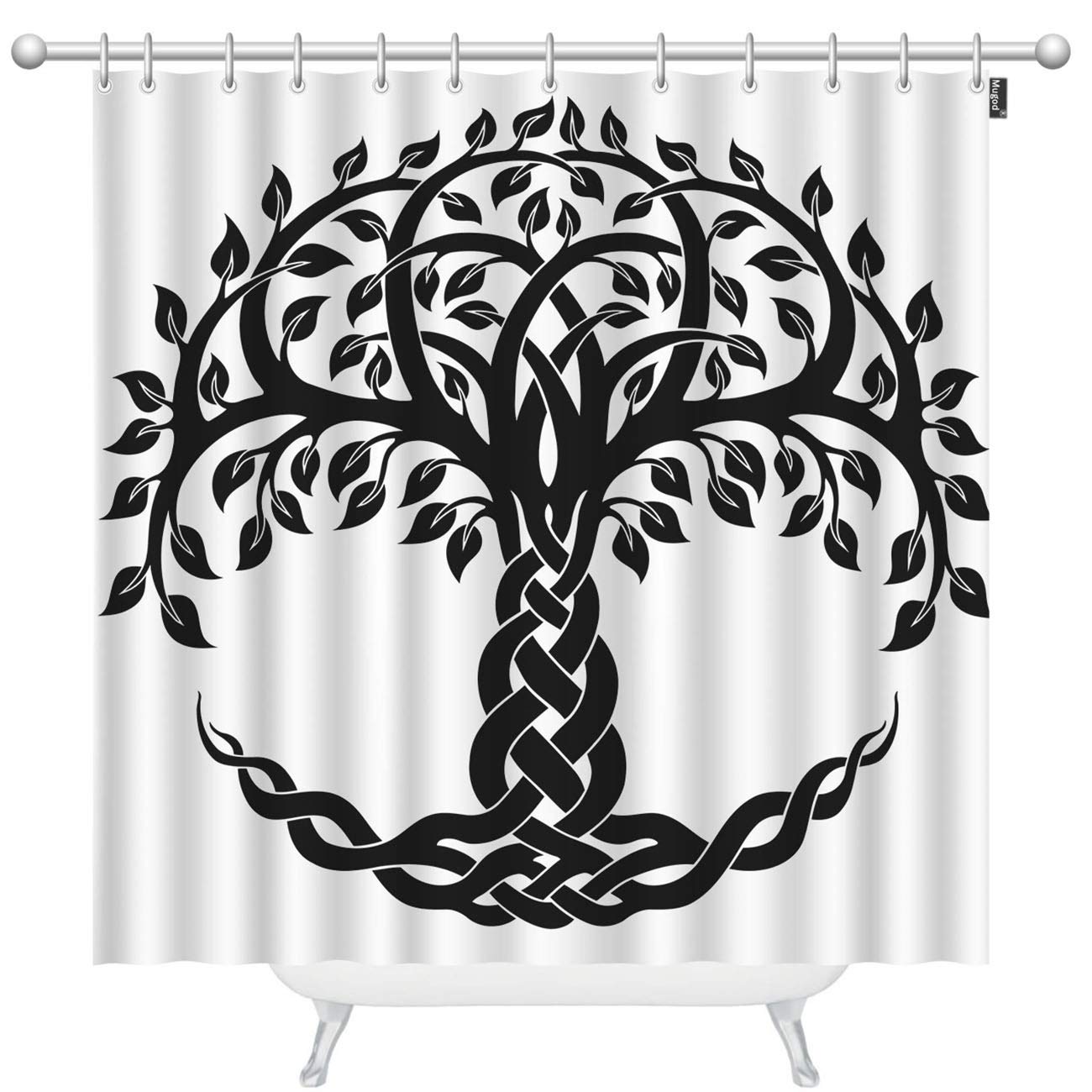 Mugod Celtic Tree Of Life Shower Curtains Decorative Round Celtic Tree Of Life Vector Ornament Decorative Bathroom Waterproof Fa