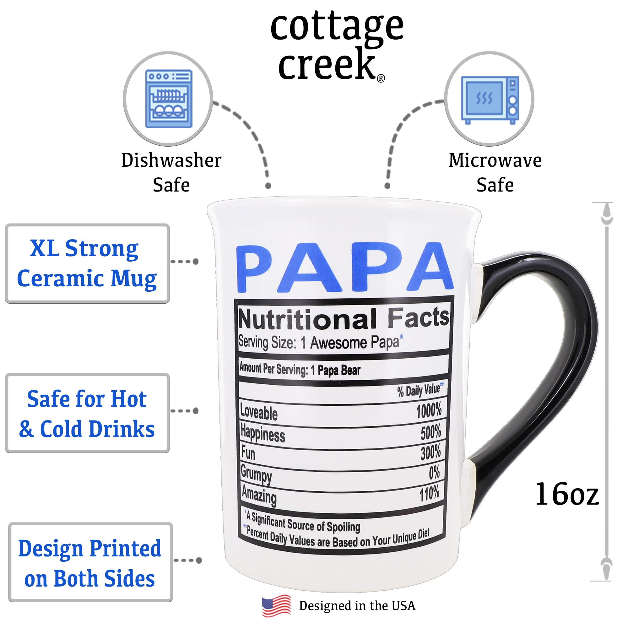 Papa Mug - 16Oz Papa Ceramic Coffee Mug For Coffee Table Decor, Unique Gifts For Men, Mens Gifts, Grandpa Gifts, Mens Gifts For