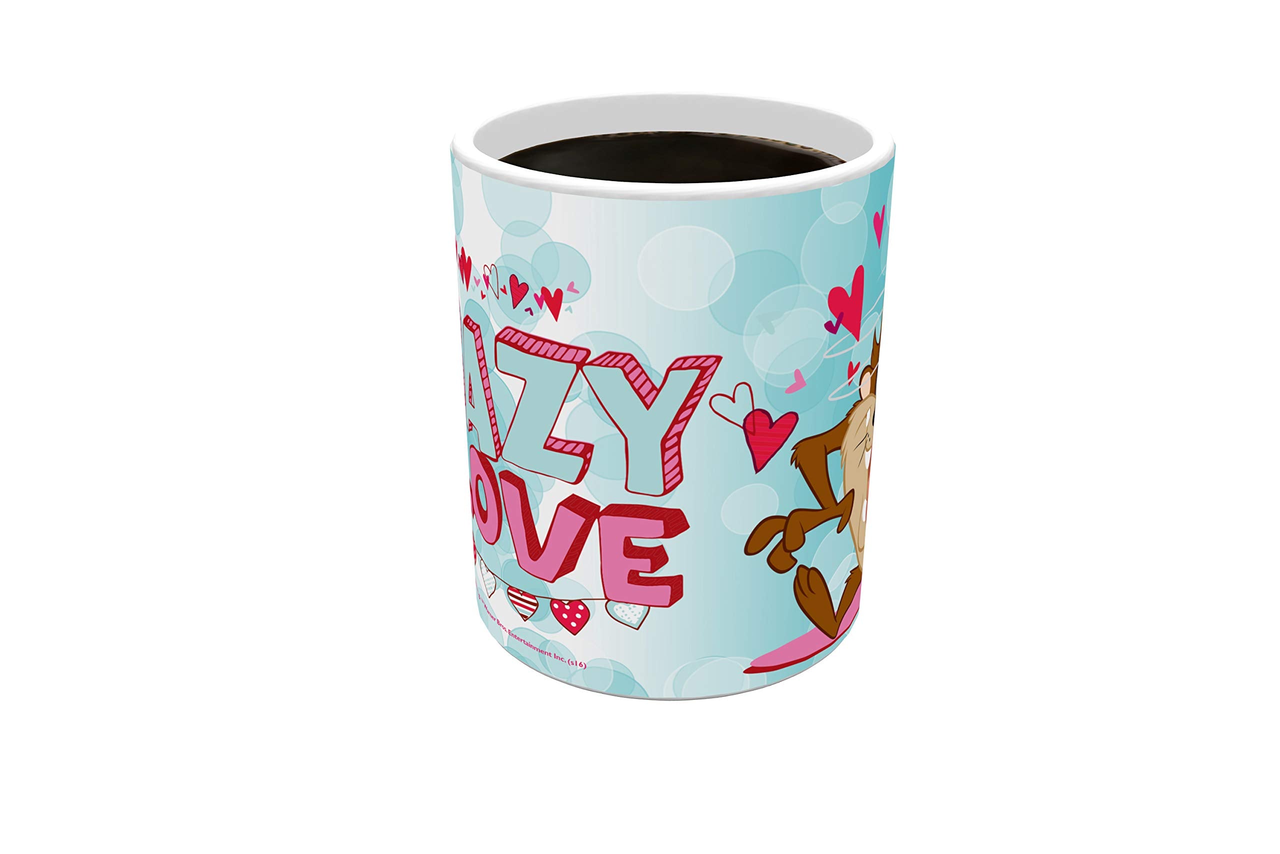 Morphing Mugs Looney Tunes - Taz - Valentines Day - Crazy in Love - One 11 oz Color Changing Heat Sensitive Ceramic Mug - Image