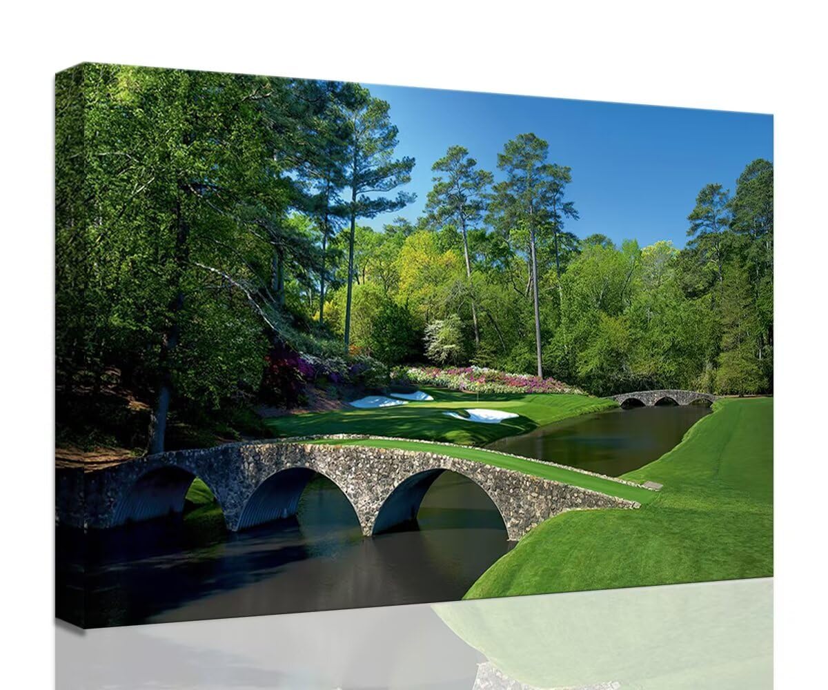Chenchenart Augusta National Golf Course Wall Art - Augusta Golf Course 12Th Hole Wall Art For Living Room Bedroom Bathroom Home