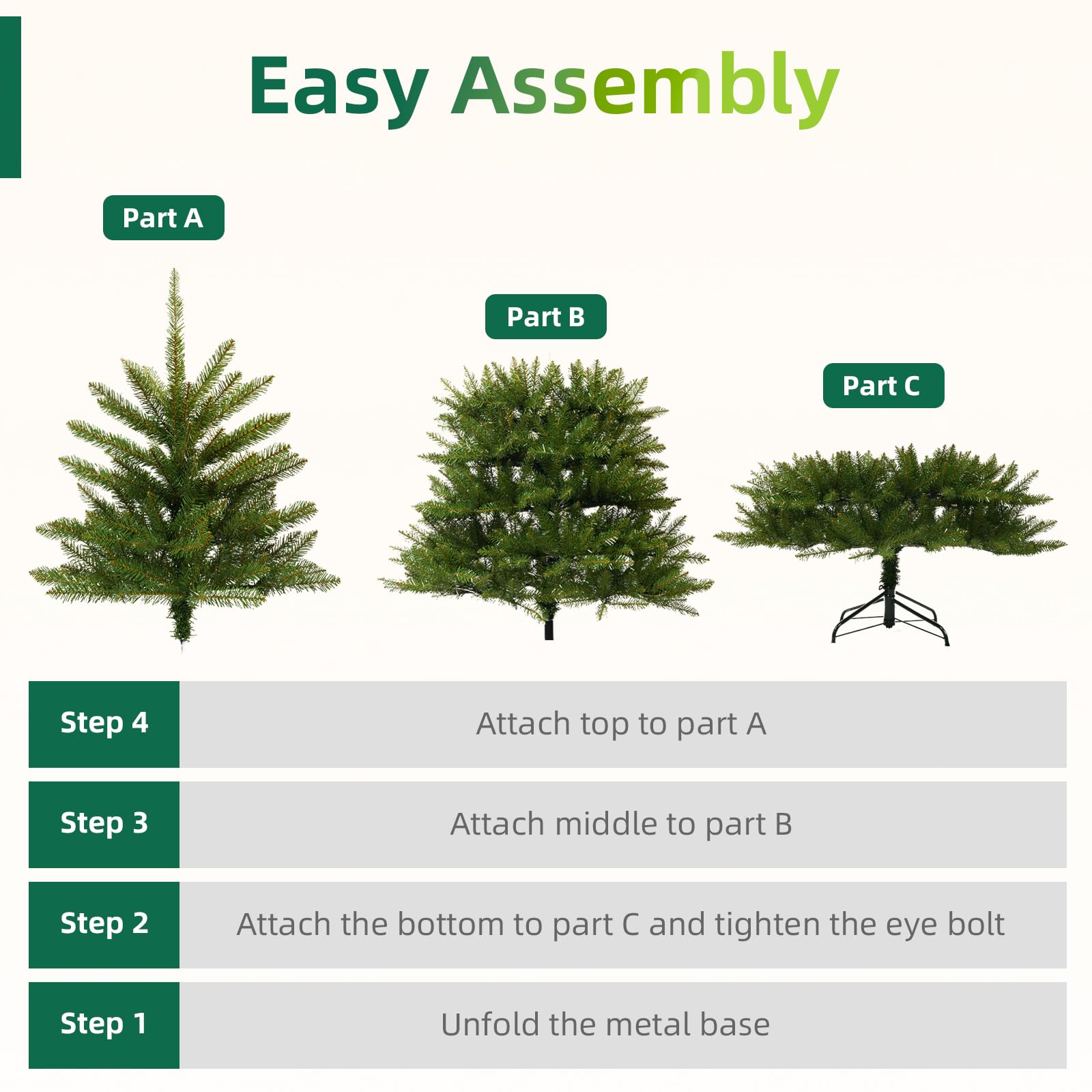 Aovotreena 6FT Pre-Lit Artificial Christmas Tree with 500 White Lights, 1430 PVC Branch Tips,Green Dunhill Fir Xmas Tree, Foldab