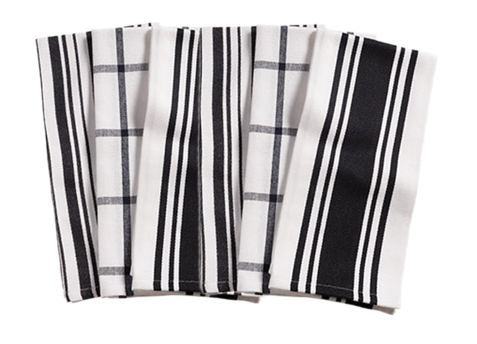 Kaf Home Kitchen Towels, Set Of 6, Black & White, 100% Cotton, Machine Washable, Ultra Absorbent