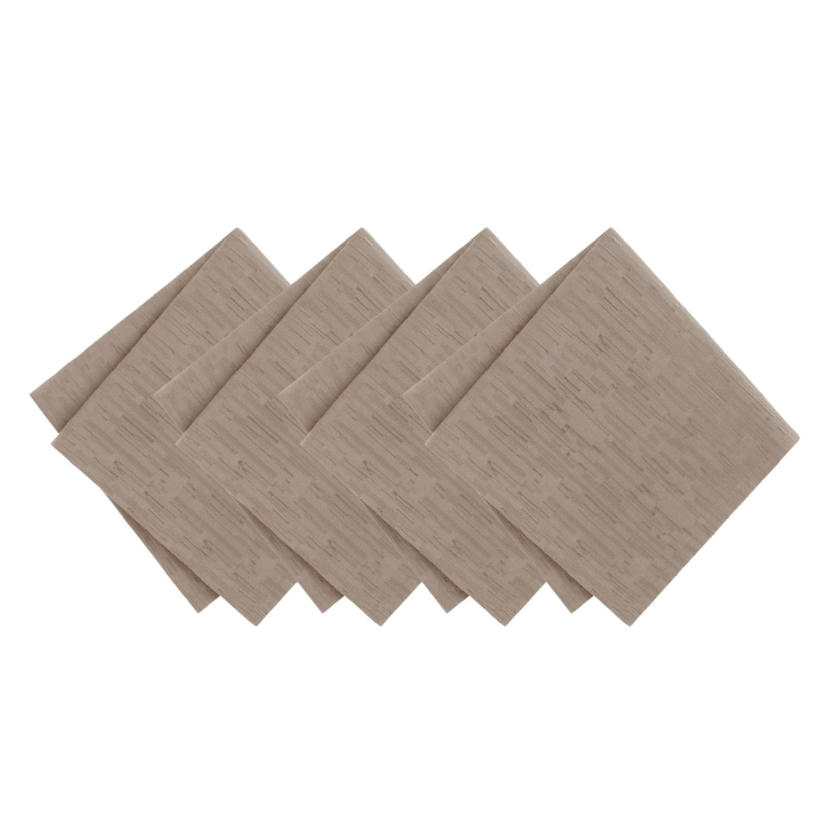 Elrene Home Fashions Continental Solid Texture Water And Stain Resistant Fabric Dining Napkins, Set Of 4, 17''X17'', Taupe