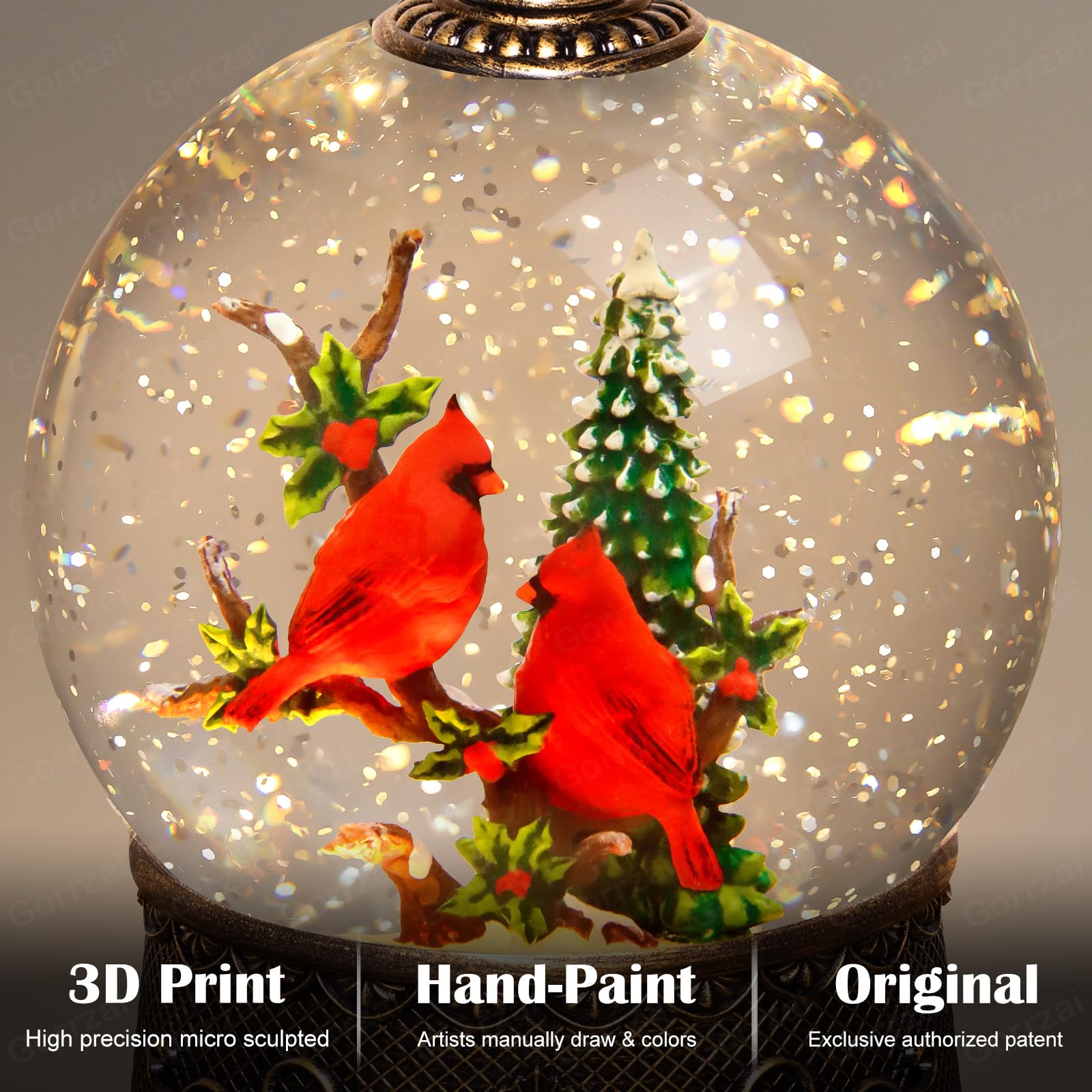 Gorrzai Fall Snow Globe Pumpkin Fall Decorations for Home, Gnome Snow Globe with Turkey Swirling Glitter Timer, Lighted Thanksgi