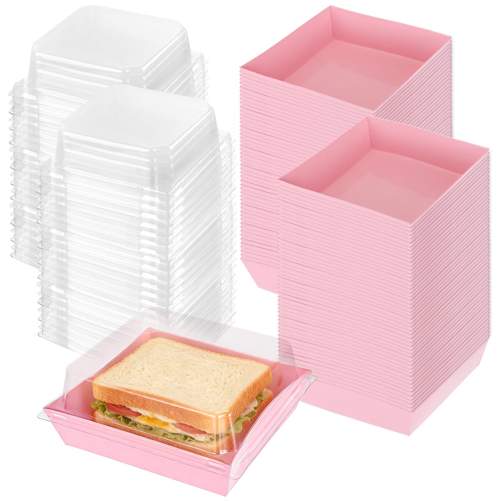 100 Pcs Charcuterie Boxes with Clear Lids 5 Inch Disposable Mini Square Charcuterie Boxes Paper Bakery Food Containers for Valen