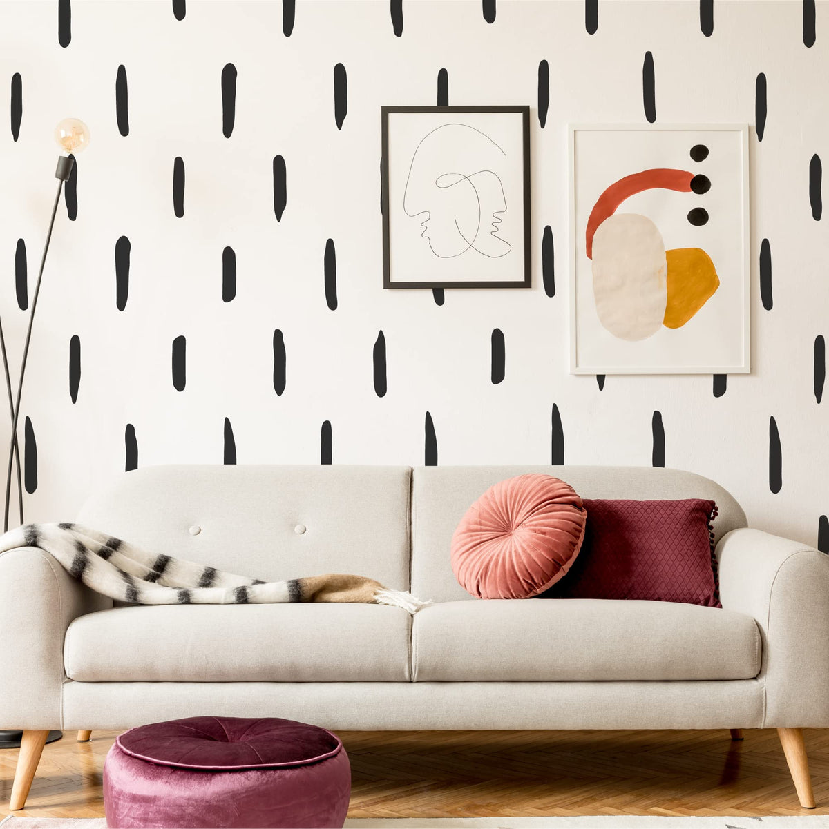 Shyjshyj Black Thick Irregular Line Vinyl Abstract Wall Decals, Peel And Stick Modern Boho Stickers, 120 Upright Stripes For Kid