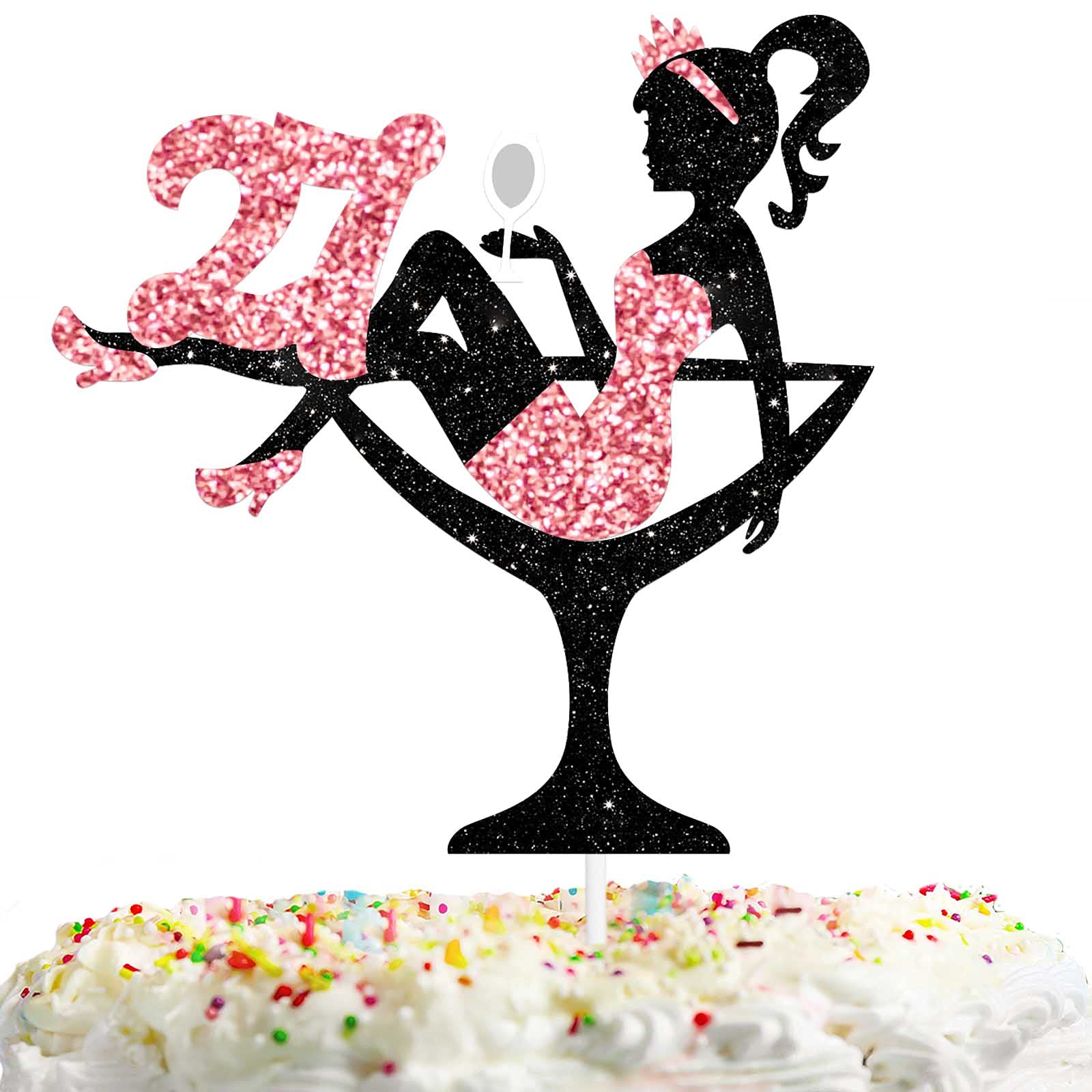 Sitting Girl Cake Topper Picks For Girl Lady 27Th Birthday Makeup Spa Theme Party Decoration Supplies 27 Silhouette High Heeled