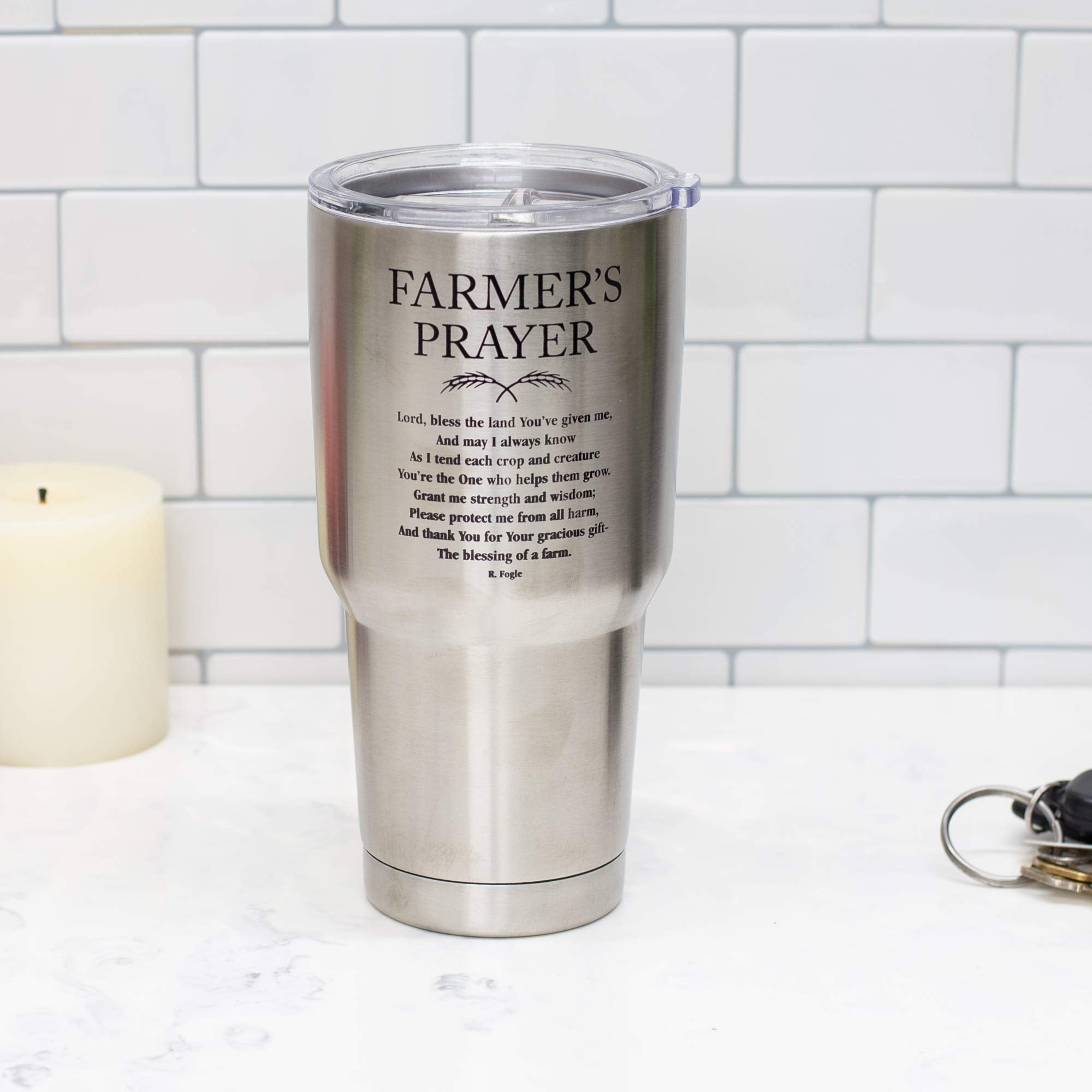 Farmers Prayer Blessings Of A Farm 30 Oz. Stainless Steel Travel Tumbler With Clear Lid
