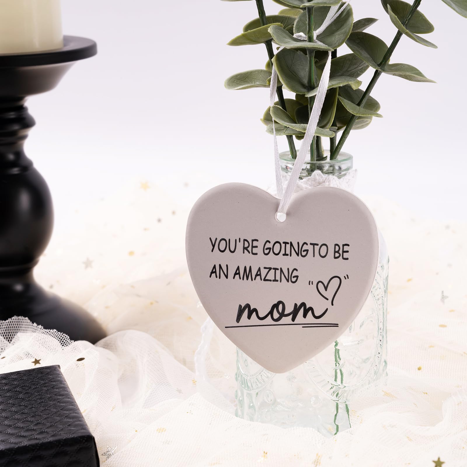 Rislobx Maybe I Cant Stop The Downpour But I Will Always Join You for A Walk in The Rain Ceramic Heart Keepsake, Gift for Best F