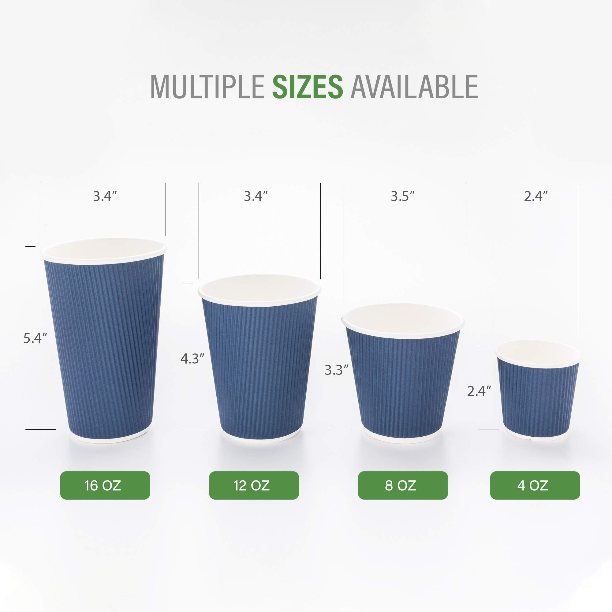 Disposable Paper Hot Cups - 500ct - Hot Beverage Cups  Paper Tea Cup - 16 oz - Midnight Blue - Ripple Wall  No Need For Sleeves - Insulated - Wholesale - Takeout Coffee Cup - Restaurantware