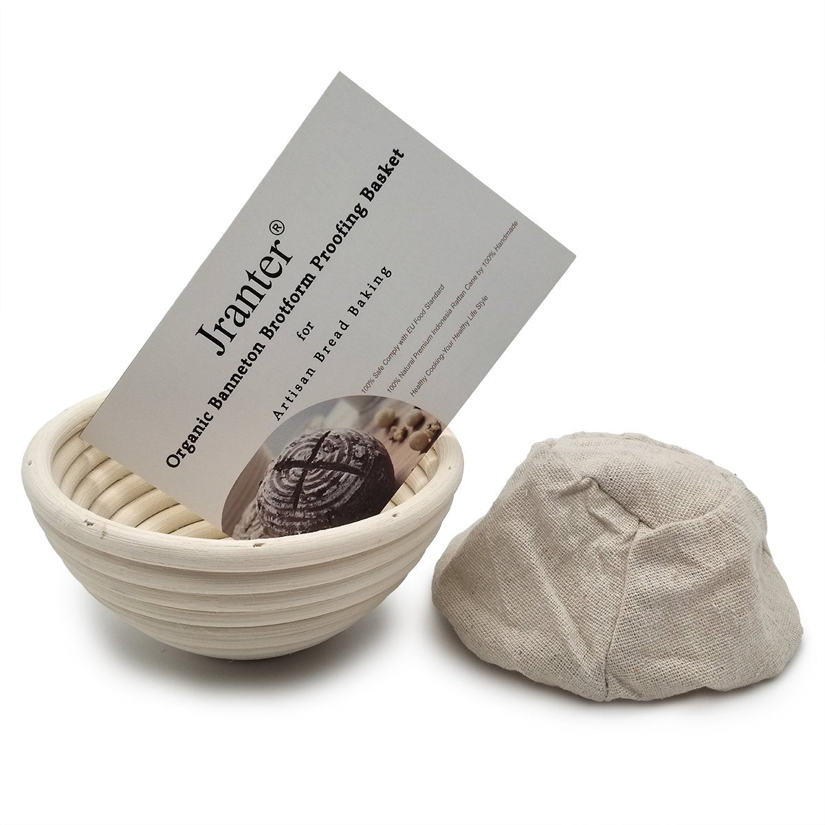 5 Inch Round Banneton Bread Proofing Basket 2 Pcs Natural Rattan Cane Brotform Handmade& Linen Liner Cloth
