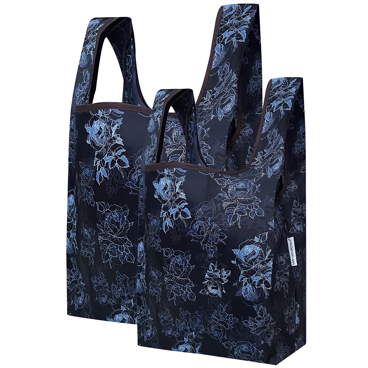 Wrapables Jolibag Collection Reusable Shopping Bag (Set Of 2), Black Rose Shadow