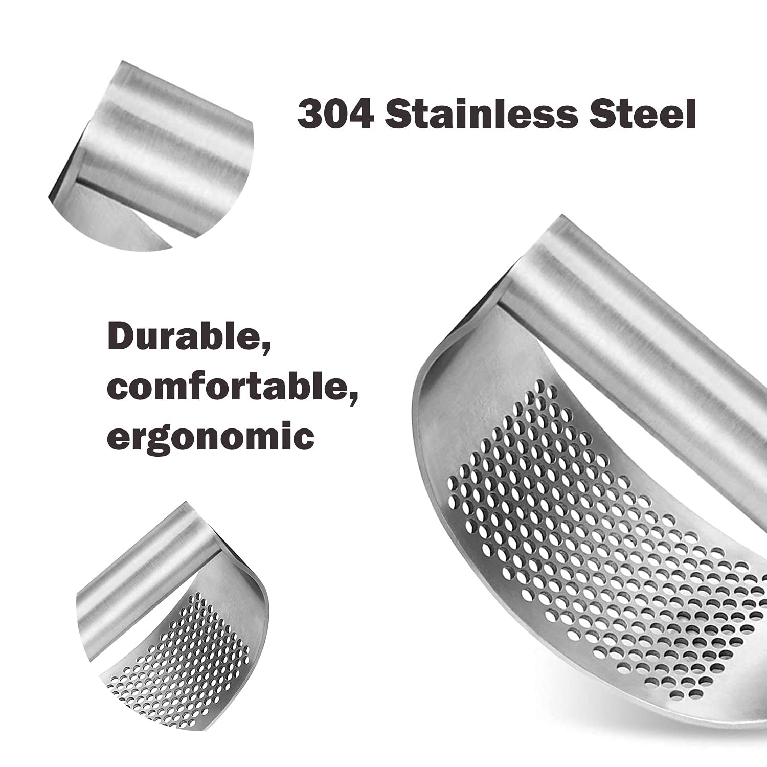 Stainless Steel Garlic Press Rocker - Garlic Mincer Tool Handheld Garlic Crusher Ginger Cutter Garlic Press Cutter - Silicone Ga