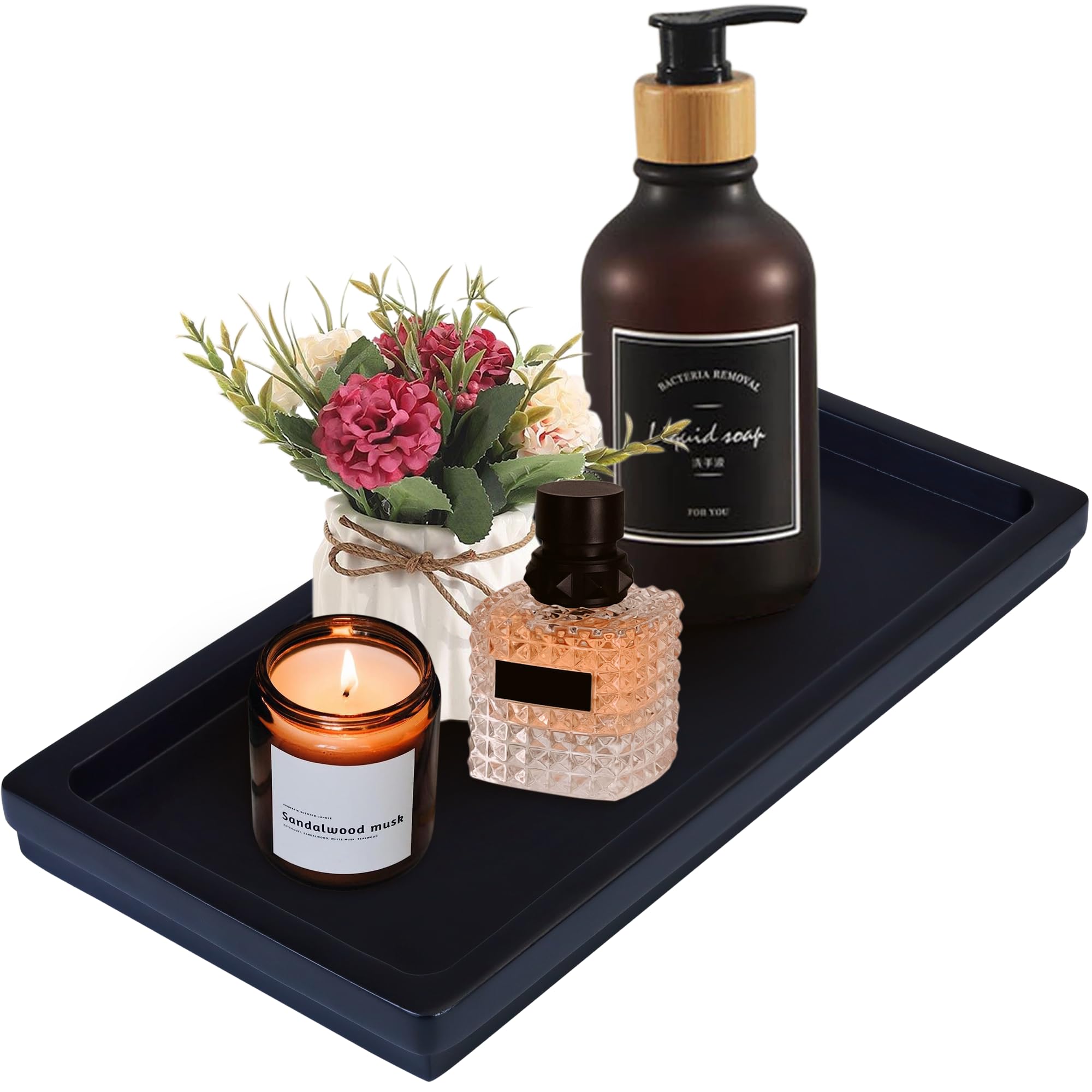 Acacia Wood Decorative Vanity Tray - 11.8 X 5.9 Inches Suitable For Countertop Bathroom Sink Dresser Toilet Tank - Modern Decor