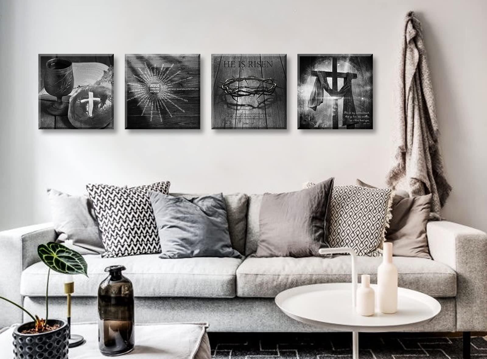 Jiazugo Christian Decor - Black Art Wall Decor Bible Verses Jesus Faith Canvas Painting Easter Decorations Office Inspirational