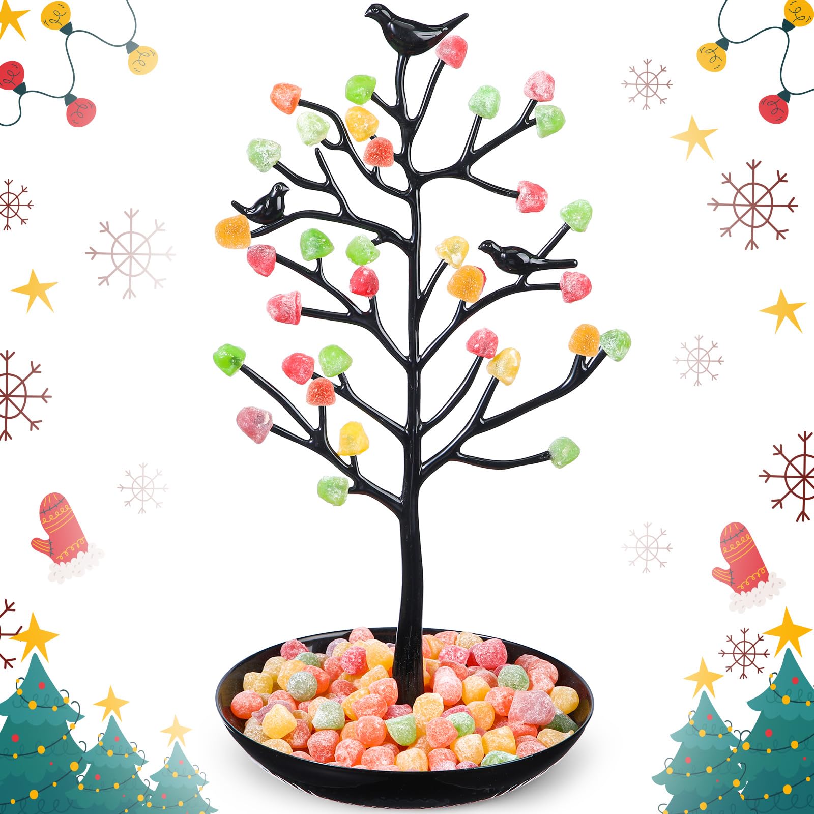 Soaoo Festive Gumdrop Tree Christmas Nostalgic Gum Drops Artificial Tree for Table Centerpiece Christmas Decorations for Tableto