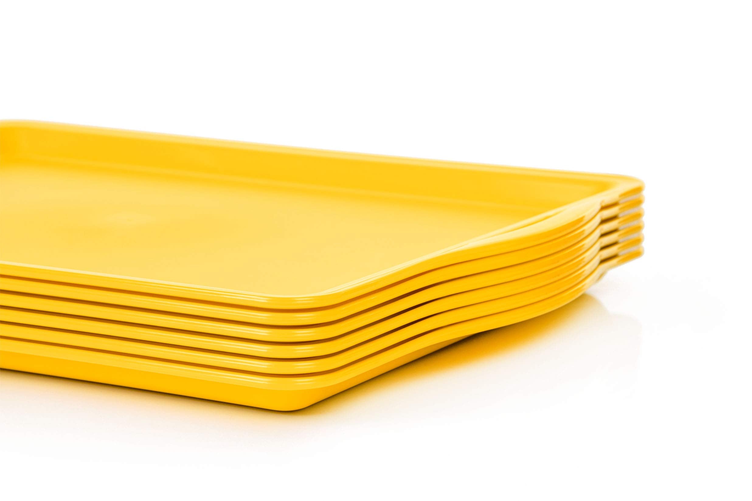 Mintra Home Durable Serving Tray - (6Pk, Yellow) Unbreakable, Breakfast, Cafeteria, Fast Food, Handles