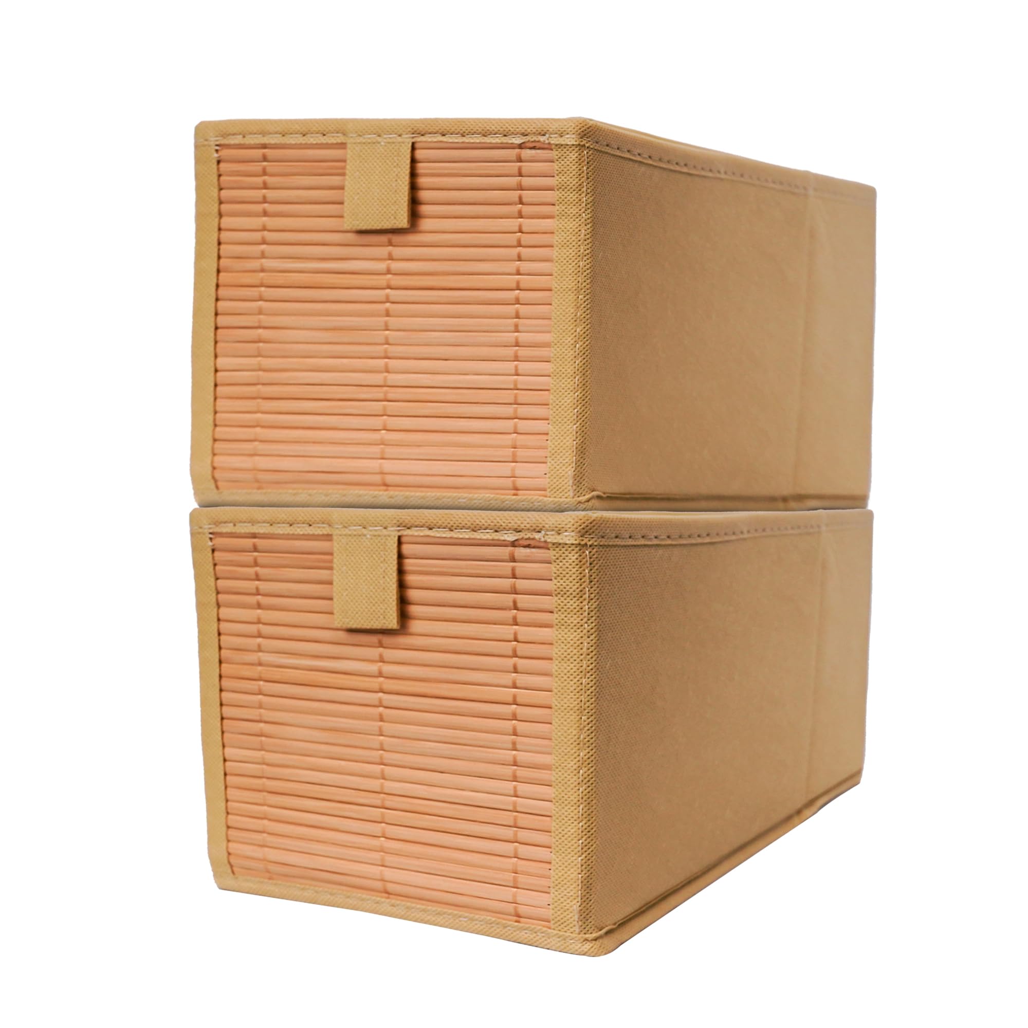 Prime Pick Smart Fold Storage Box Foldable Clothes Organizer Bamboo Front Lid Breathable Washable Fabric Wardrobe Drawer Closet 