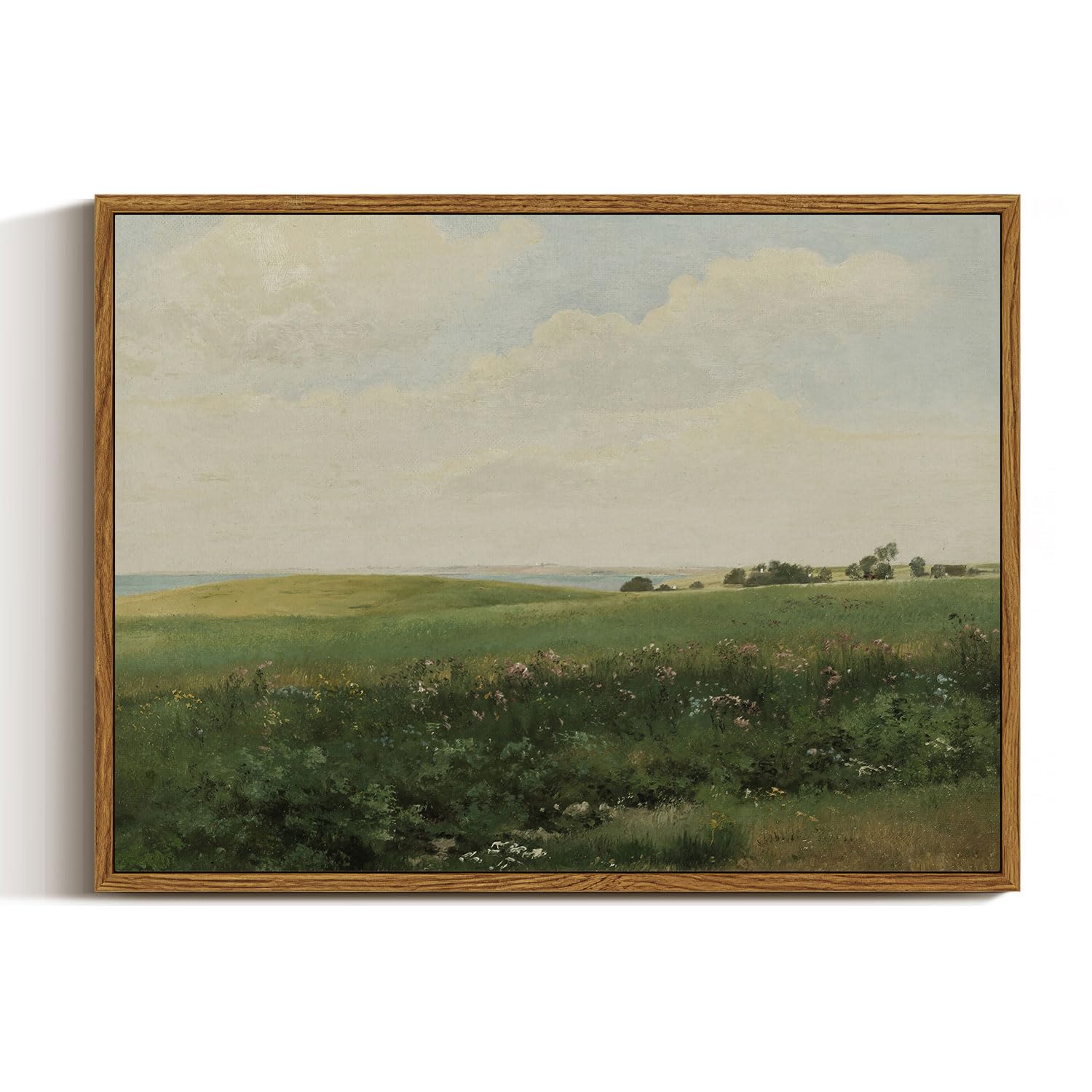 Insimsea Framed Canvas Wall Art Vintage Decor, Country Wall Art For Living Room, Vast Grassland Bathroom Pictures Wall Decor, La