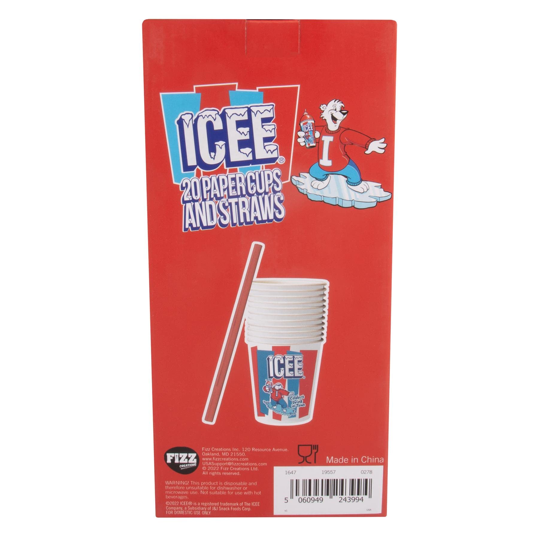 Officially Licensed Icee Slushie Cups & Straws Pack - 20 Cups & 20 Straws
