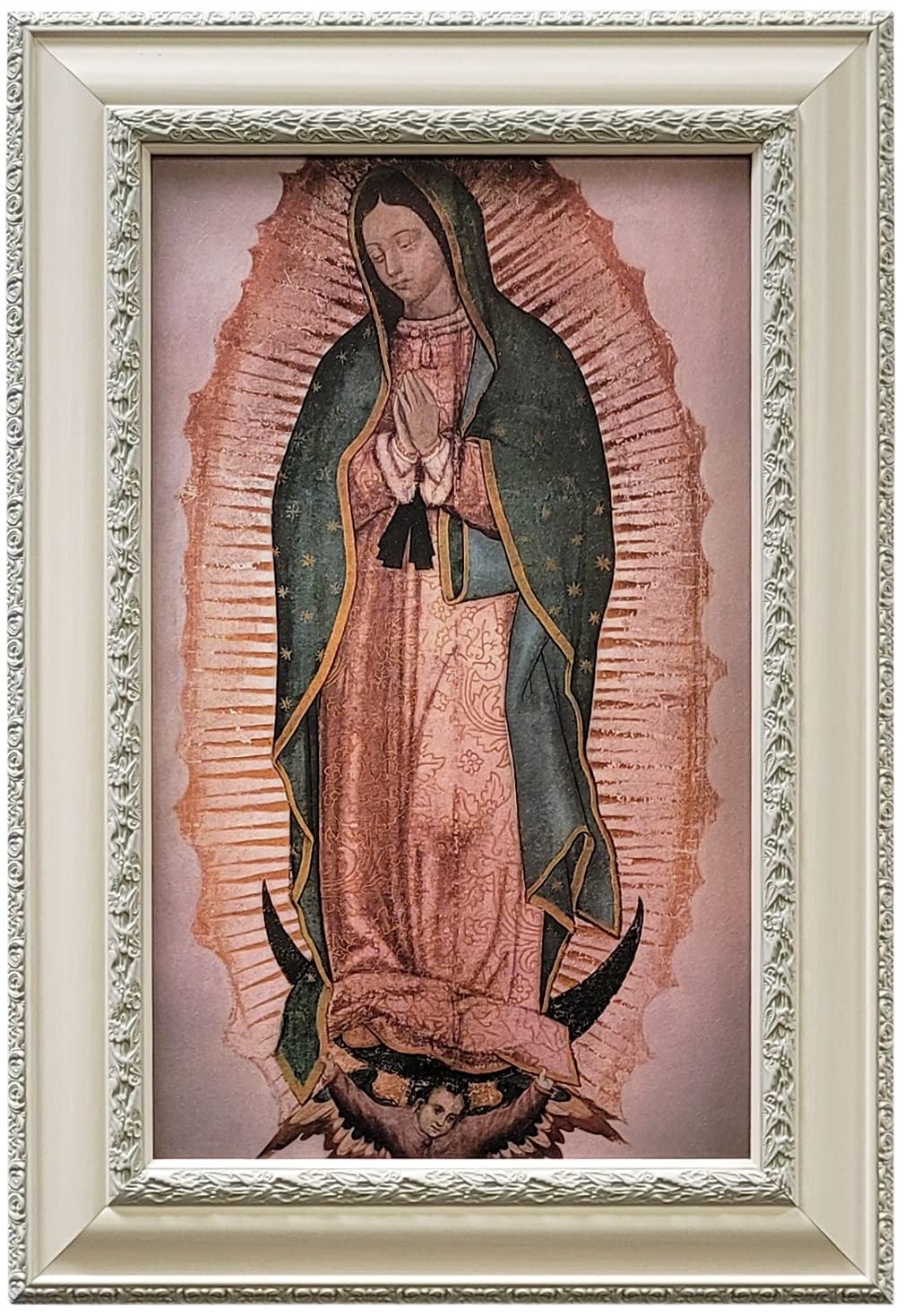 Moms Art Studio - Virgen De Guadalupe Wall Decor 37.5 X 26 Inches, Virgin Mary Print, Museum Look Art Frame, Artists Acrylic Coa