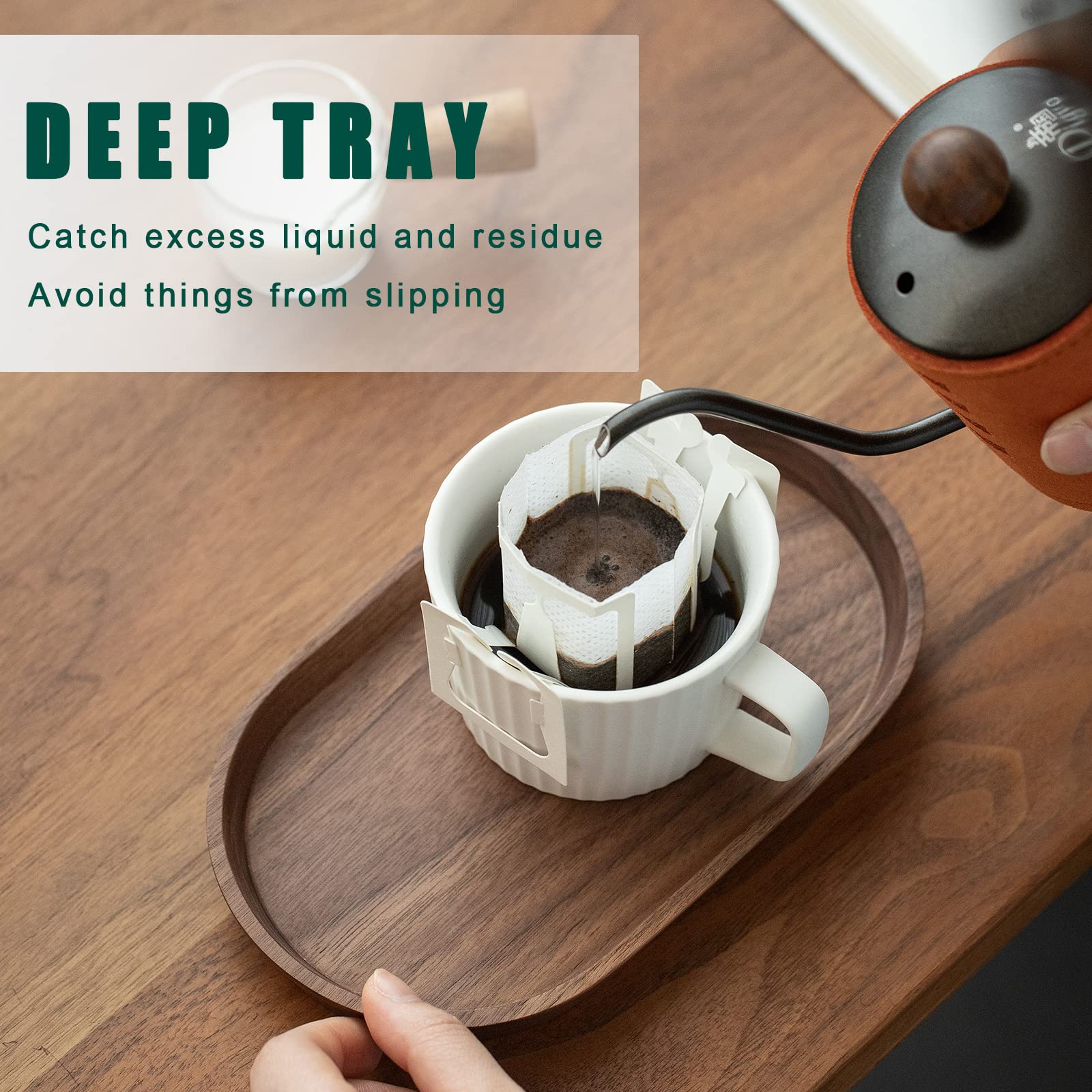 Vandroop Mini Serving Trays For Parties, Small Tray For Tea&Coffee, Oval Wooden Plates For Serving Food, Decorative Tray For App