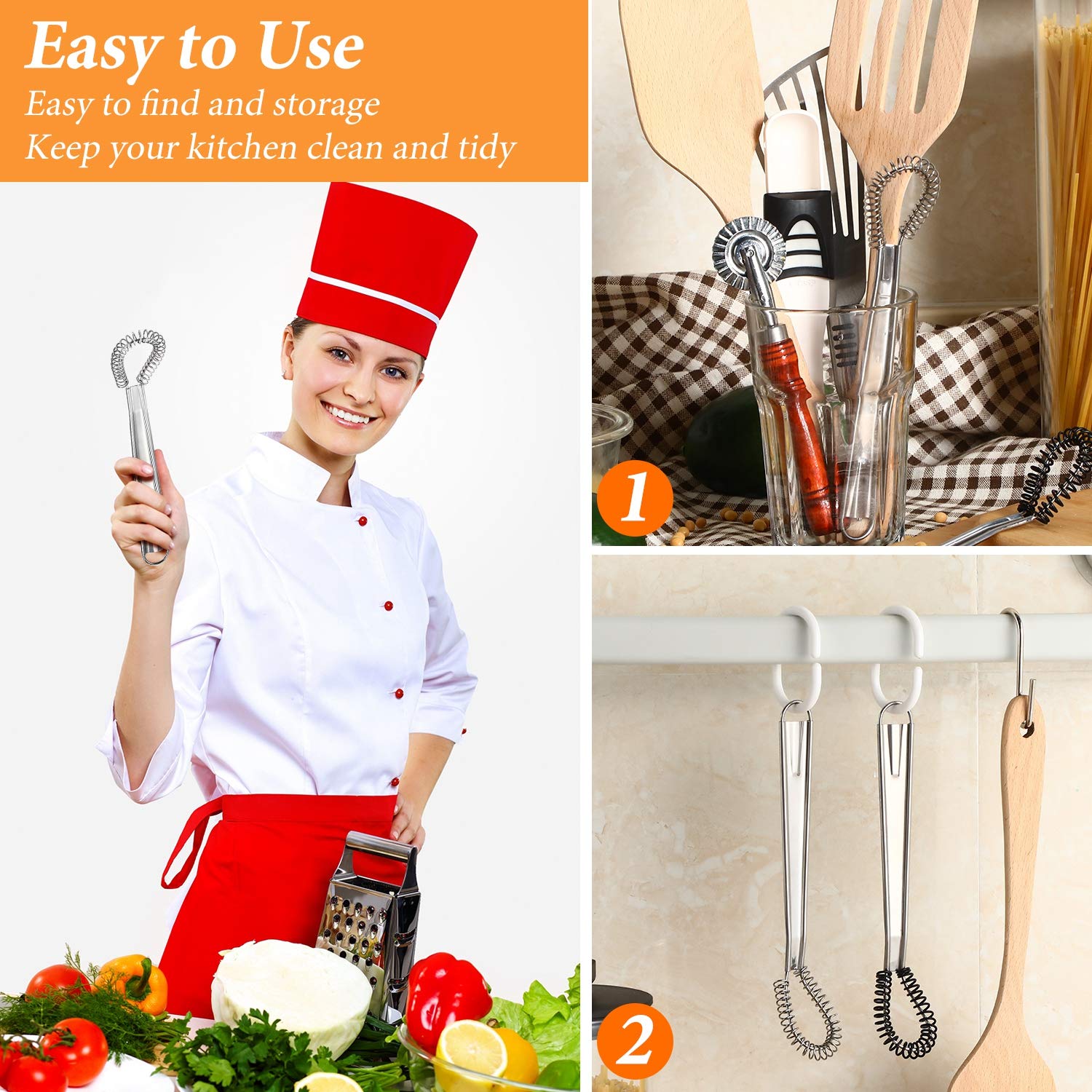 4 Pieces Egg Beater Stainless Steel Mini Spring Coil Whisk Silicone Whisk Hand Held Sauce Stirrer Blender Milk Frother Foamer Co