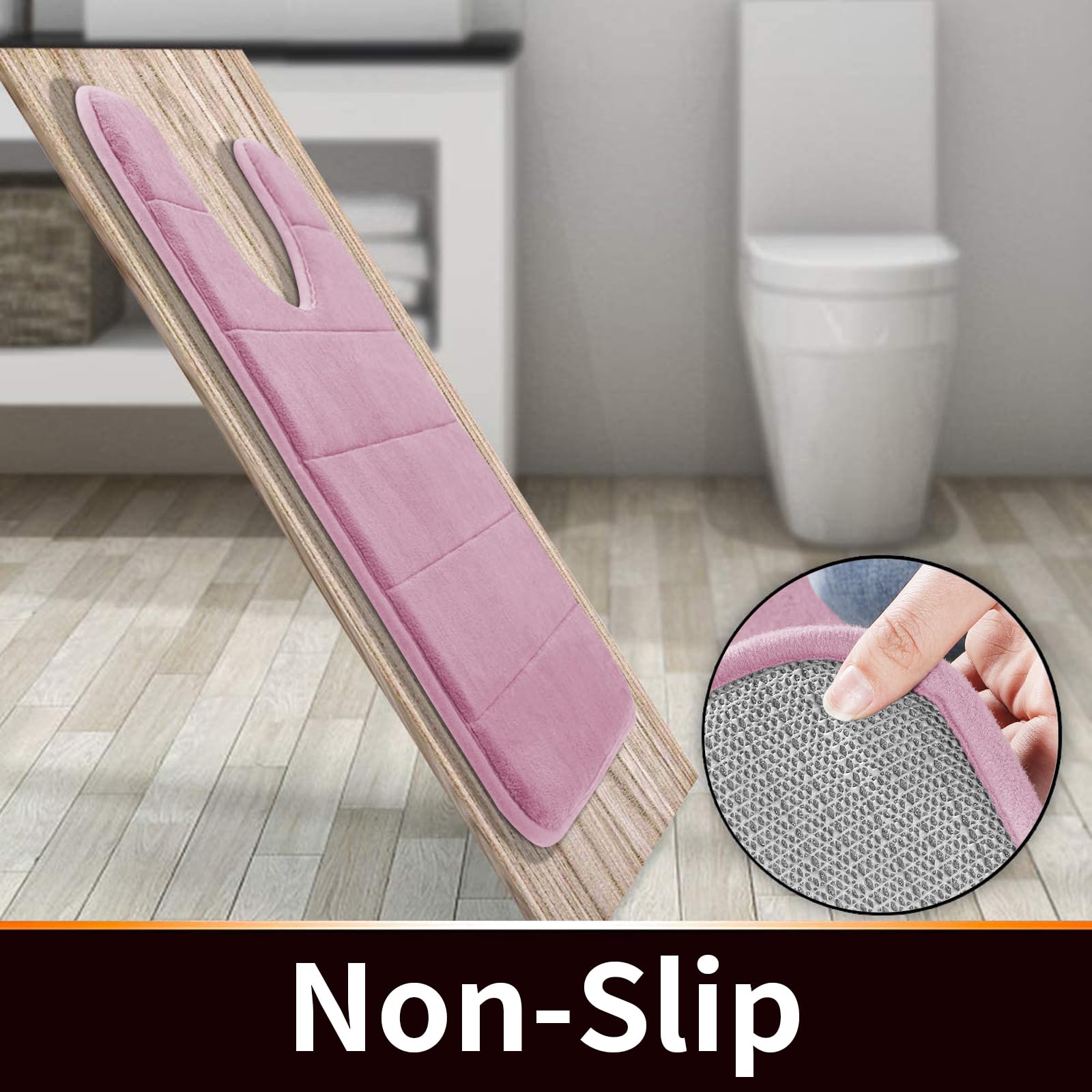 Yimobra Memory Foam Toilet Bath Mat U-Shaped, 24 X 20 Inches,Soft And Comfortable, Super Water Absorption, Non-Slip, Machine Was