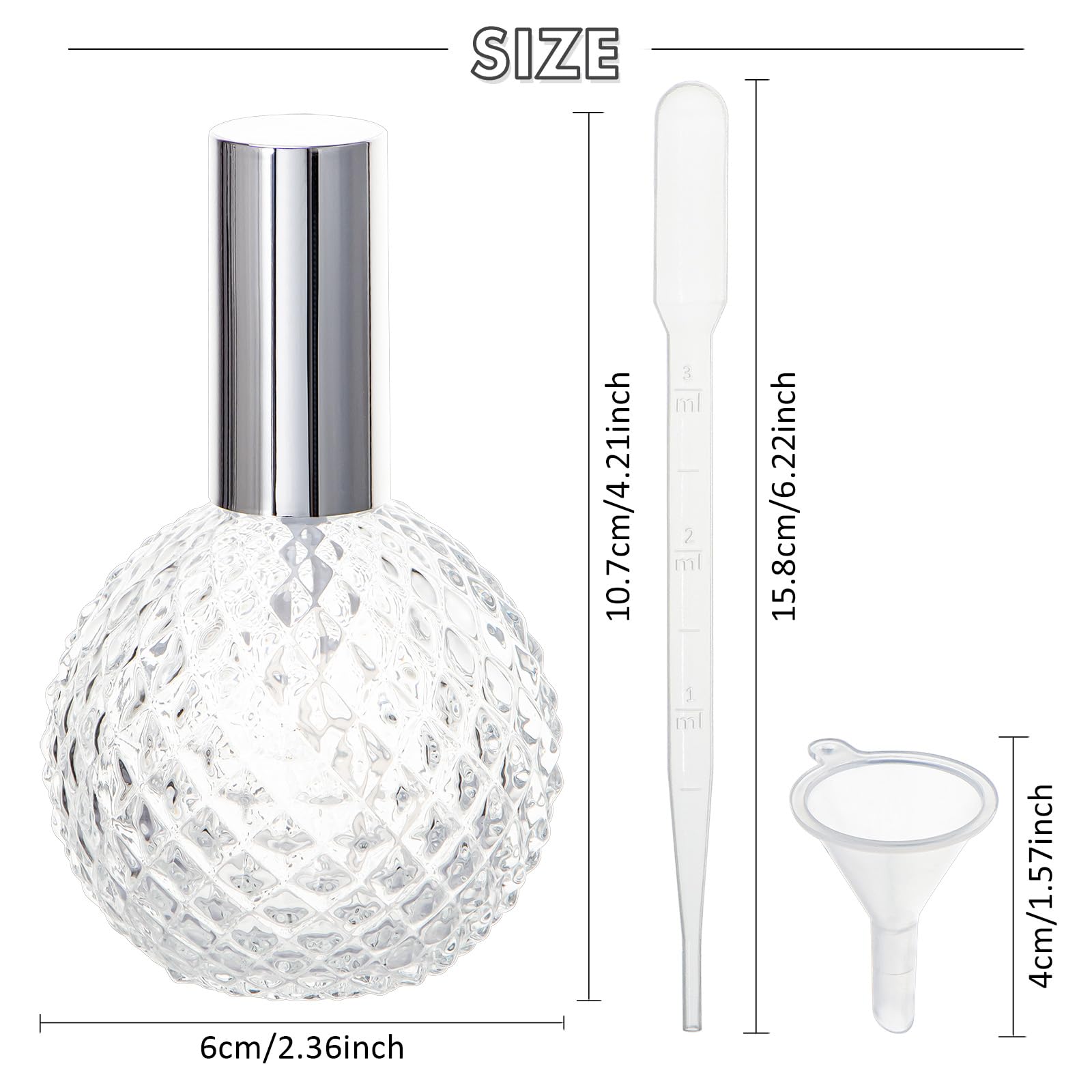 Yebeauty Glass Vintage Perfume Spray Bottle, 3.4Oz 100Ml Clear Vintage Perfume Bottles Empty Perfume Travel Refillable Bottles,