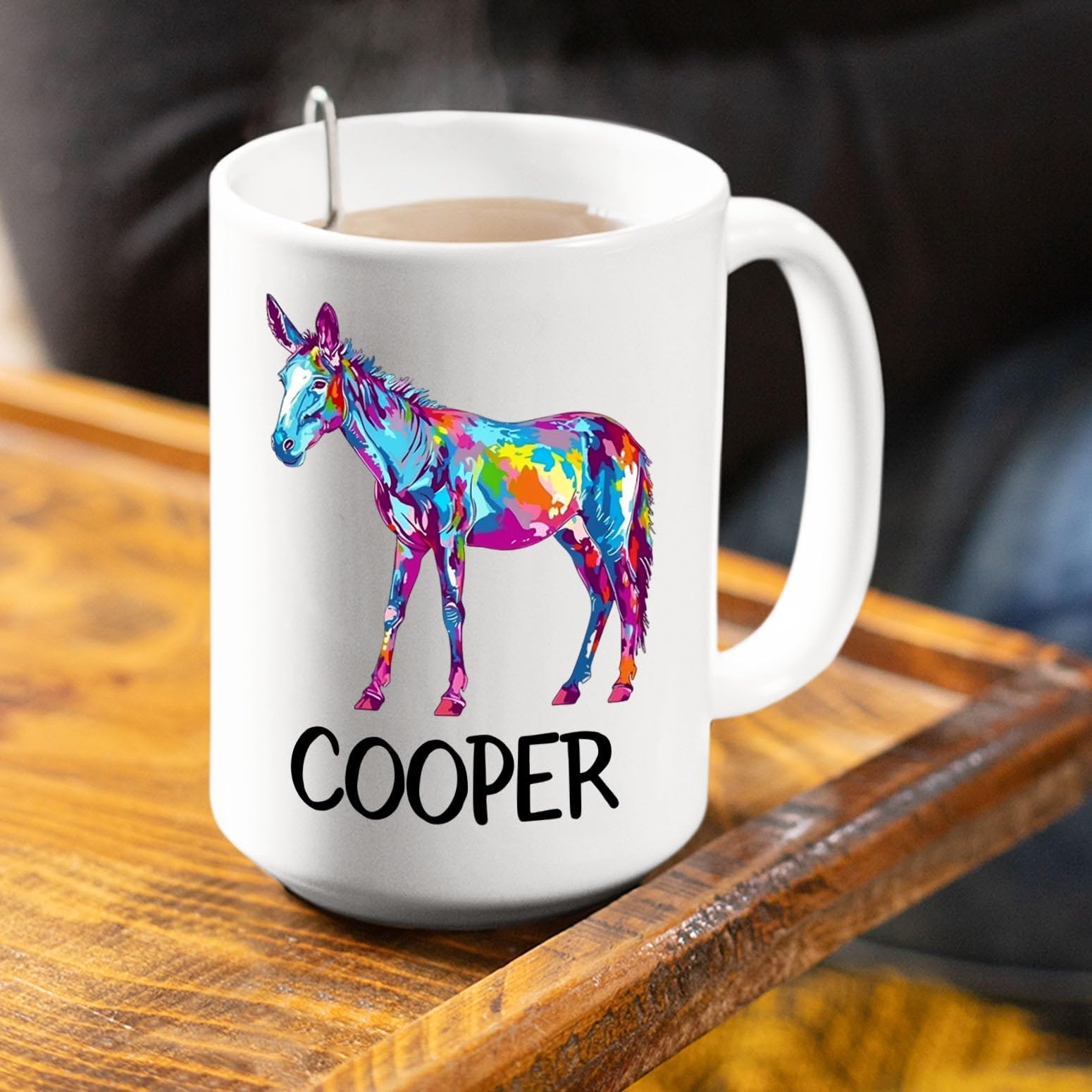 Personalized Name Donkey White Travel Coffee Mug Cup Gift For Donkey Lovers Birthday Christmas, Customized Donkey Ceramic Coffee