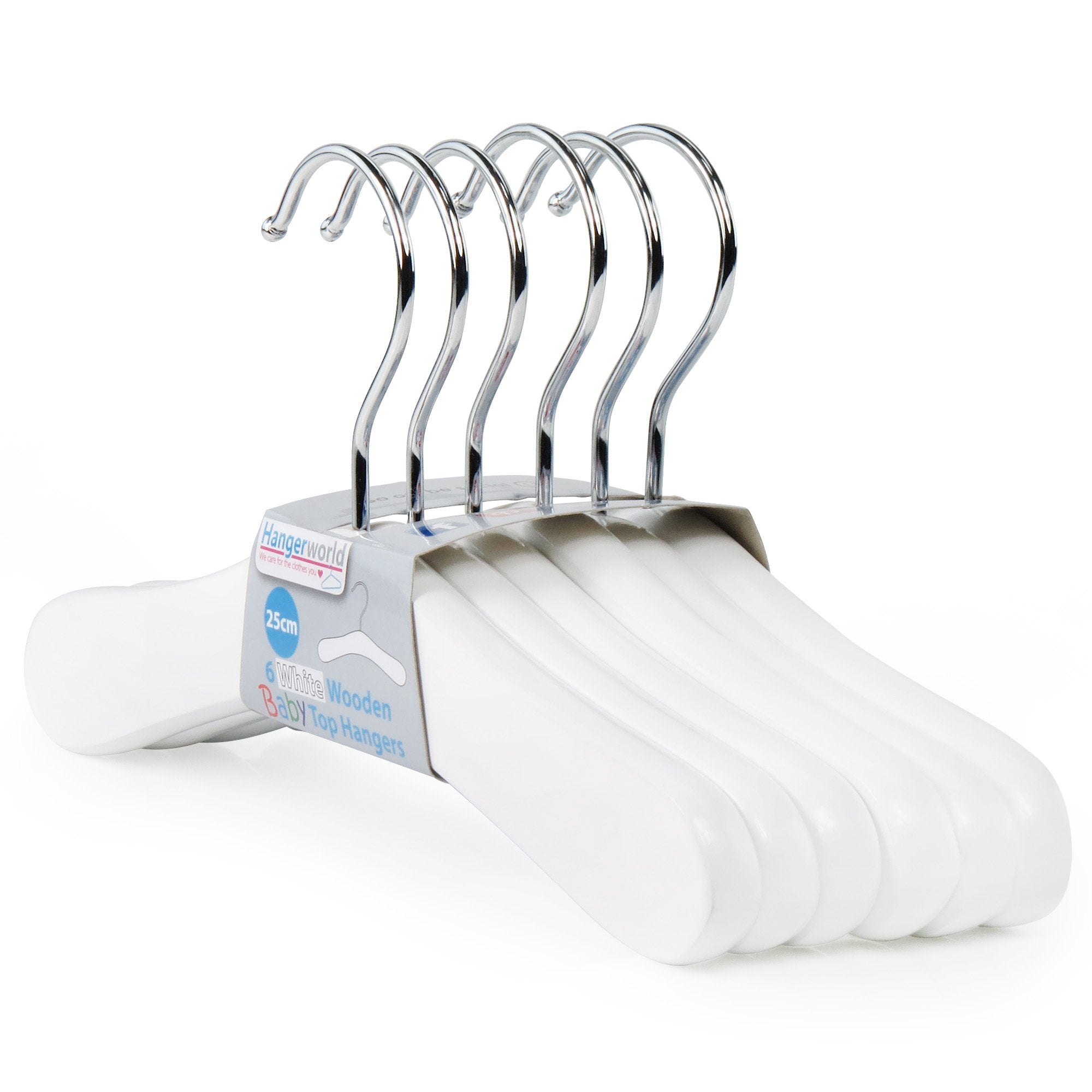Hangerworld Pack Of 12 White Wooden Toddler And Baby Hangers For Nursery, Size 9.8Inch With Swivel Hook