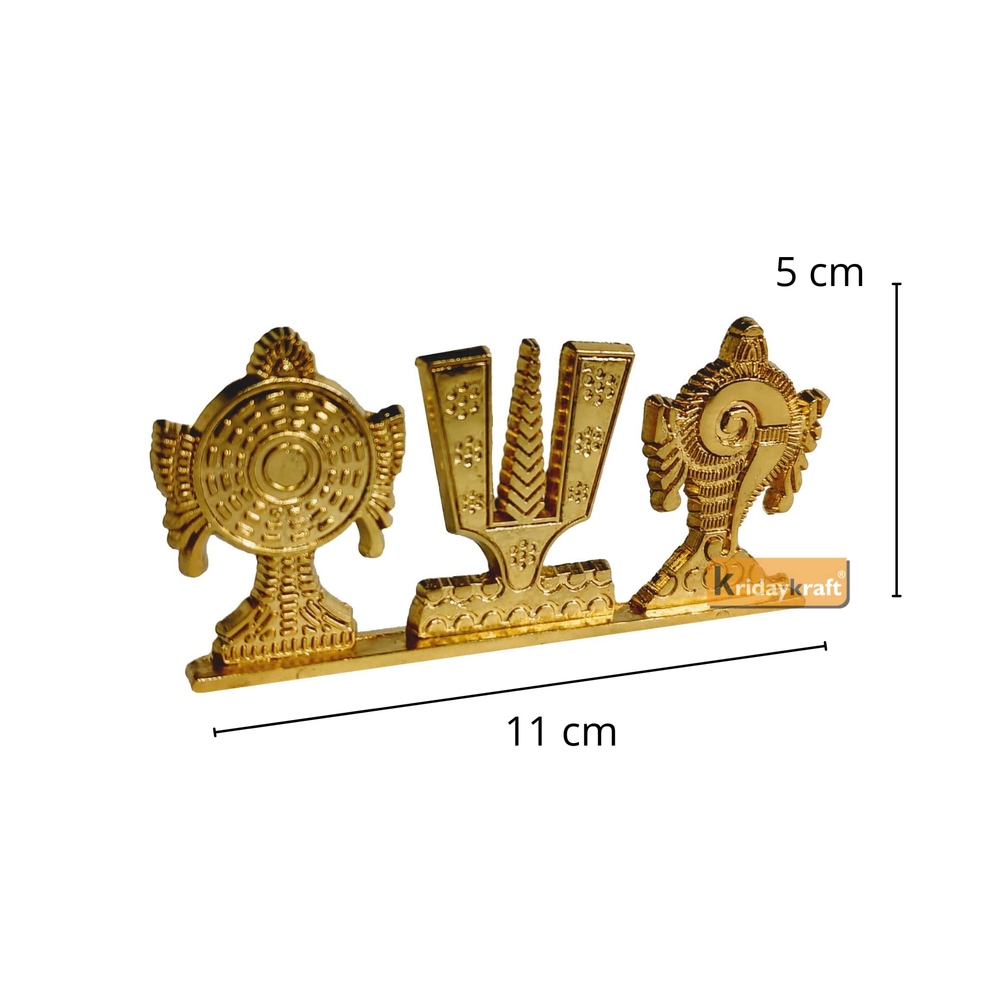 Kridaykraft Tirupati Balaji Symbol Stand Shankh Chakra Namah Gold Plating Antique Decorative For Car Dashboard Home & Office Tab