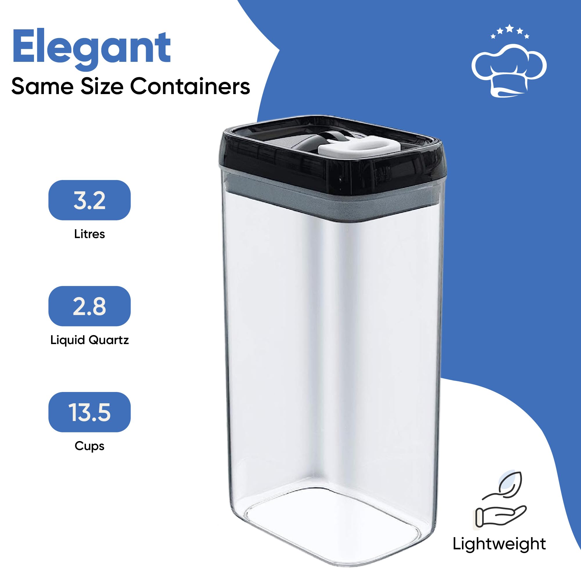 Chefs Path Airtight Food Storage Boxes with Labels - Kitchen Storage - Flour, Cereal, Pasta - Plastic Storage Boxes with Lids (