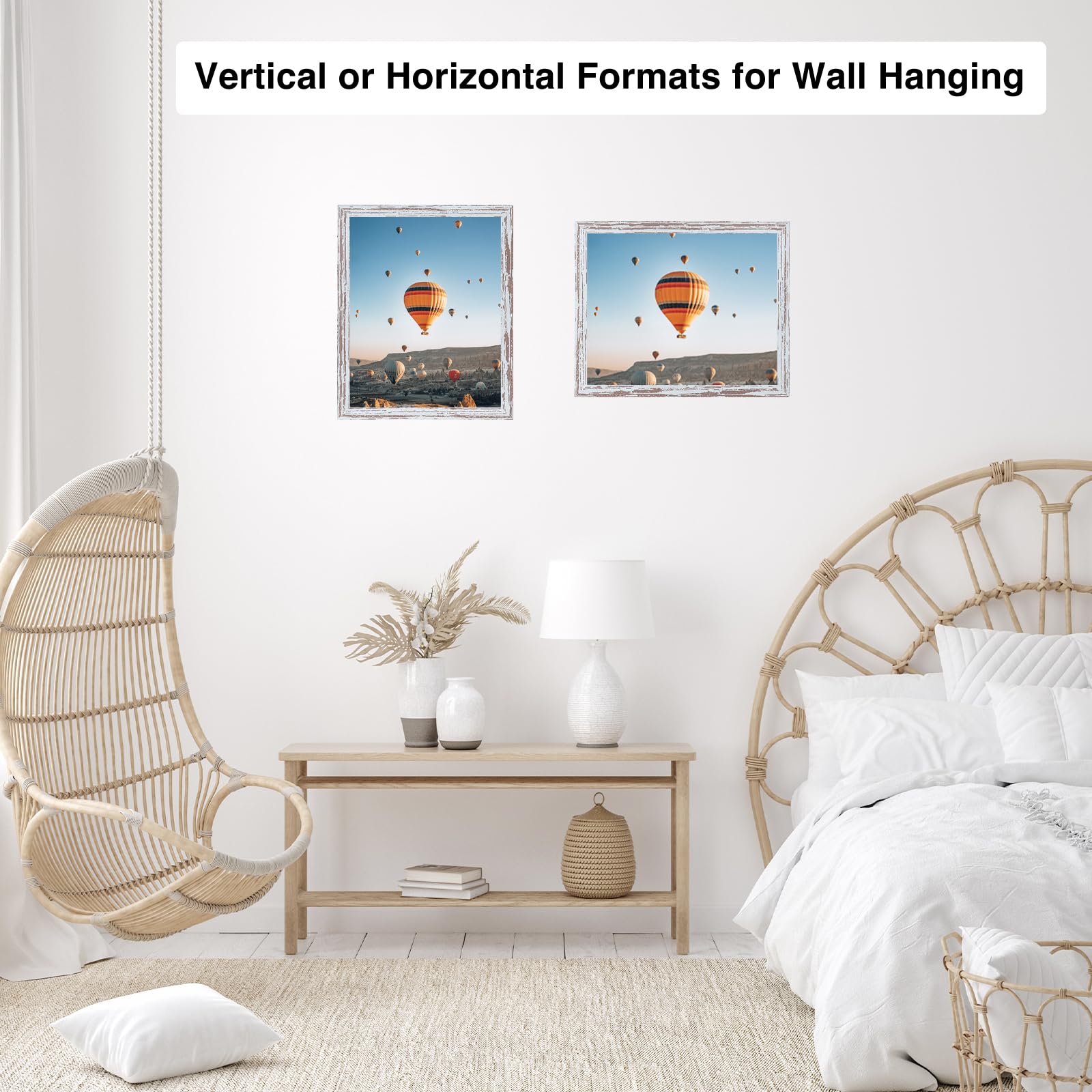 8.5x12 Picture Frame Rustic White for Wall Hanging or Tabletop, Wall Mounting Horizontally or Vertically, 8.5 x 12 Wall Gallery