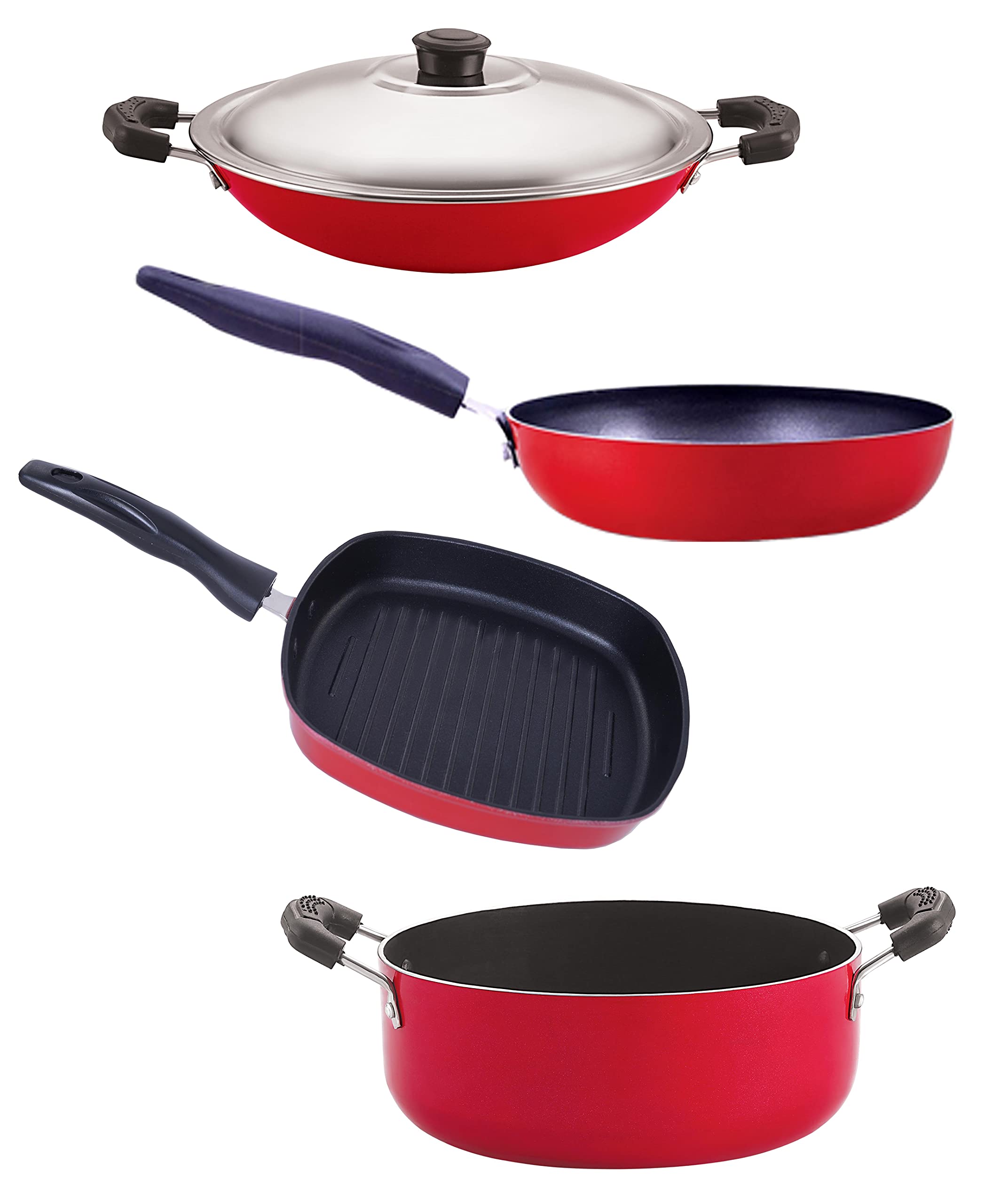 Nirlon Aluminium Non Stick Kitchen Essentials Cookware Set Of 4Pieces (Ac_Cvg_Gp24.5_Cs24)