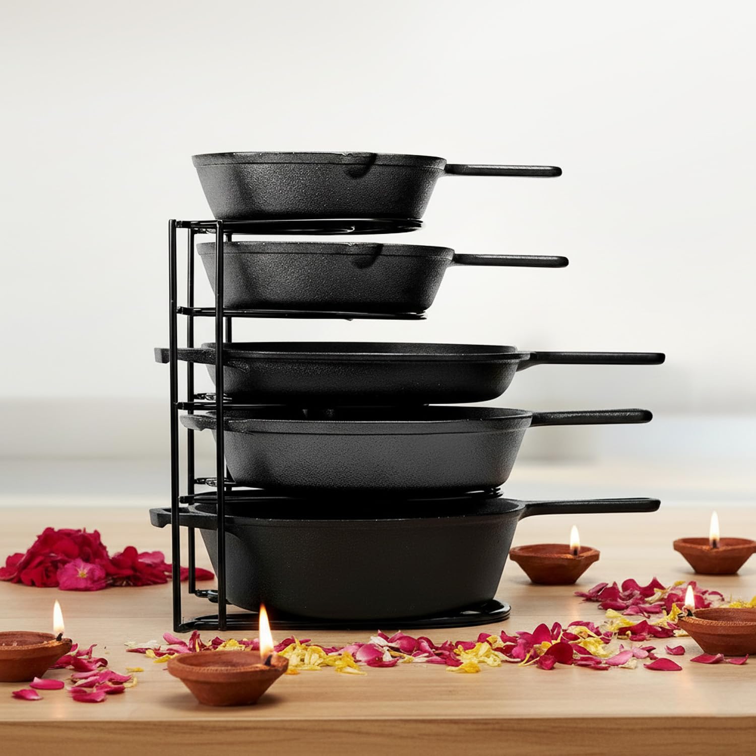 WonderStand Heavy Duty Pot Pan Rack Organizer (5-Tier), Pan Rack Holder and Organizer Rack for Home/Kitchen