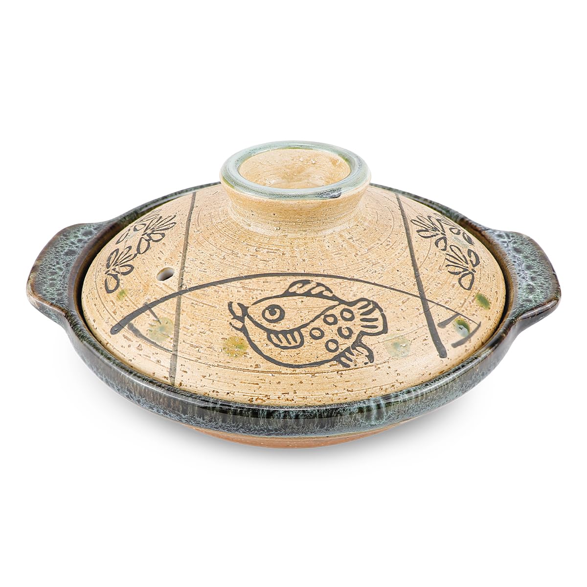 DOERDO Casserole Chinese Clay Pot 7 Inch Ceramic Cooking Pot Earthenware Stew Pot Stockpot with Lid for Home Restaurant, 18cm