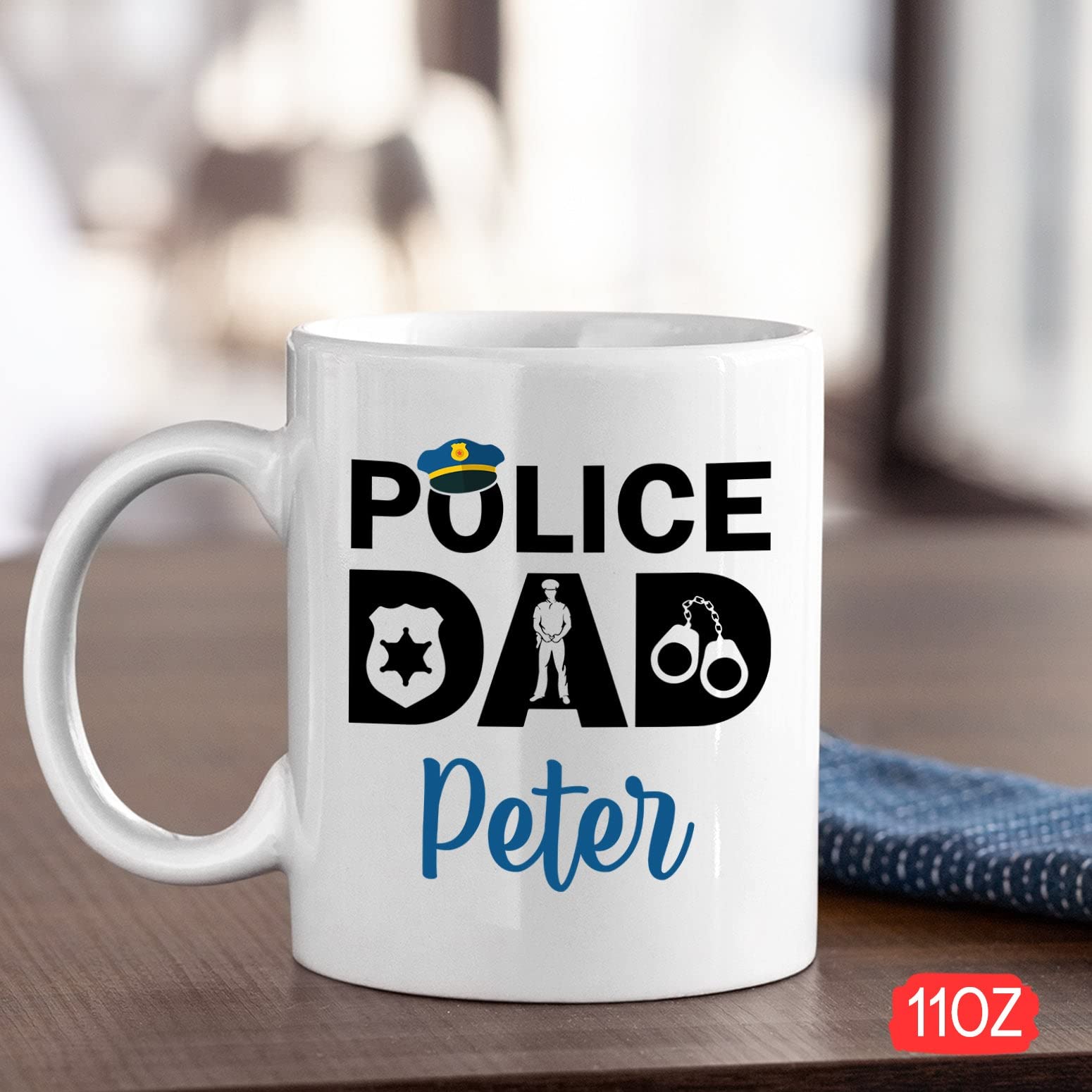 Police Officer Gifts, Police Dad Mug, Personalized Police Officer Mug Custom Name Mug For Police Officer, Blue Line Mug, Cop Mug