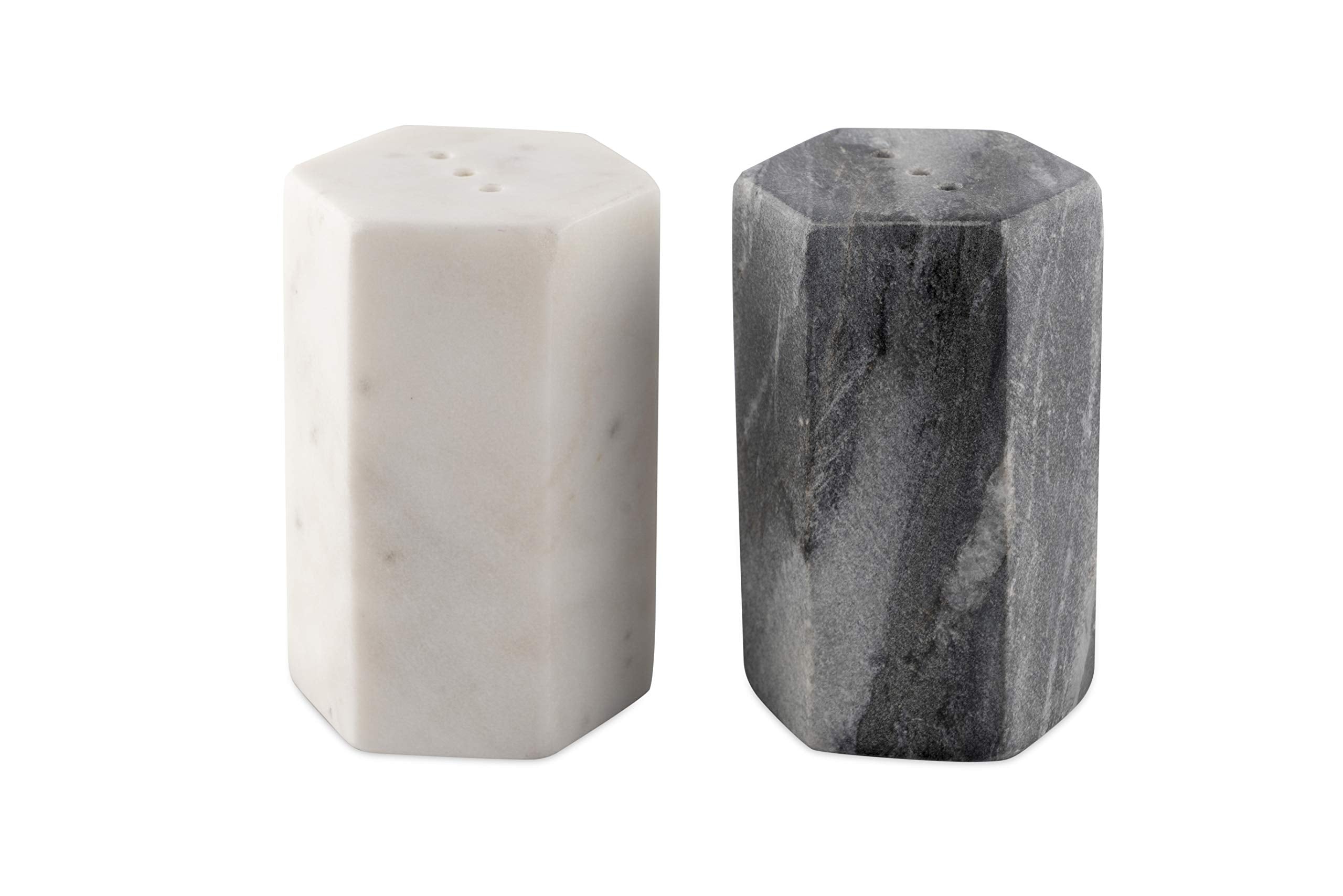 Gocraft Salt And Pepper Shakers | Handcrafted White And Black Marble Salt And Pepper Shakers