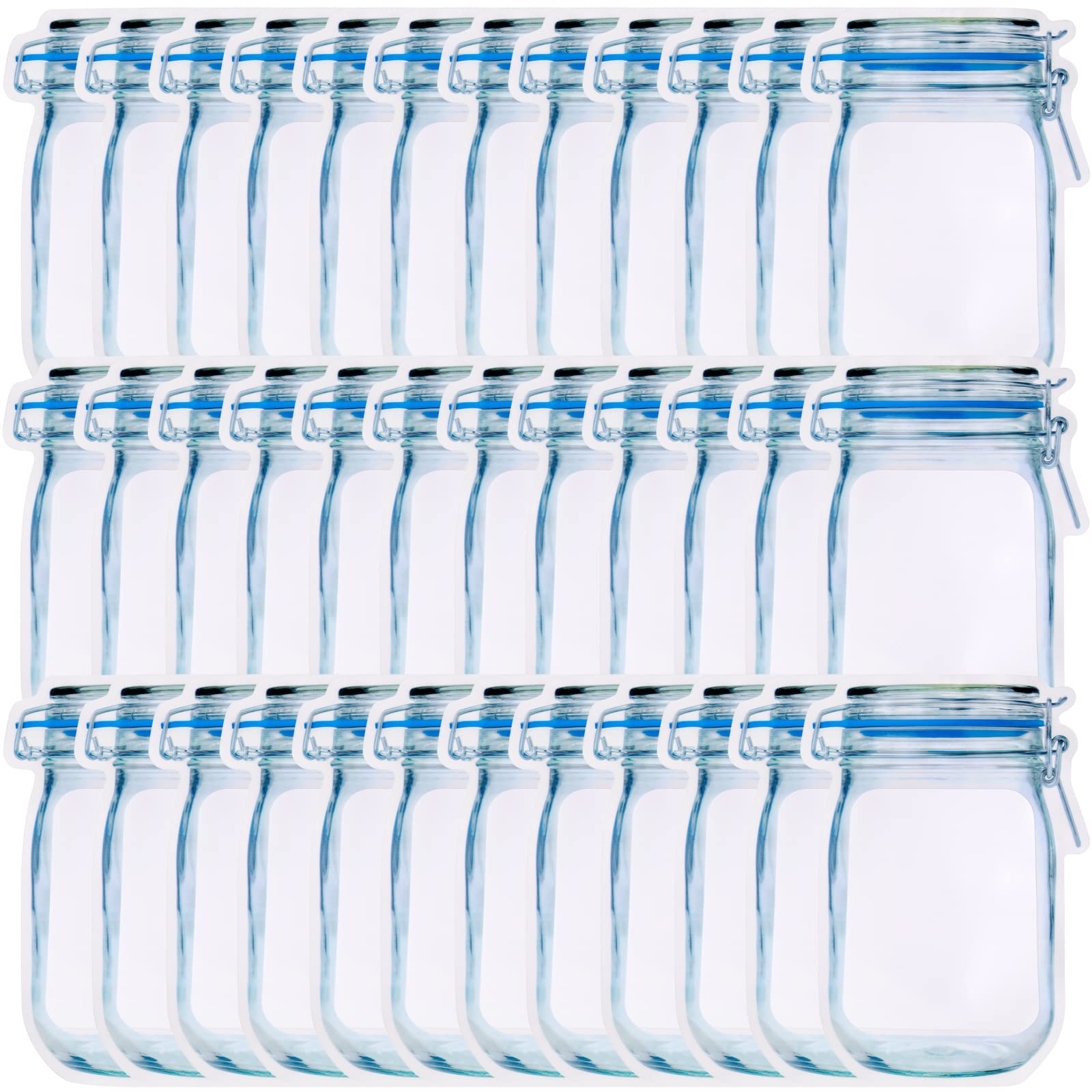Jucoan 50 Pack Mason Jar Bags, Large Wide Mouth Mason Jar Zipper Bags, Airtight Leakproof Reusable Food Storage Bags For Home Ki