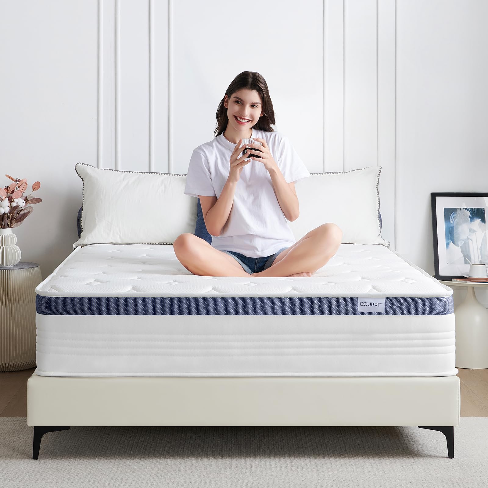 Dourxi Full Size Mattress 10 Inch, Hybrid Full Mattress In A Box With Cooling Gel Memory Foam And Individually Pocket Innersprin