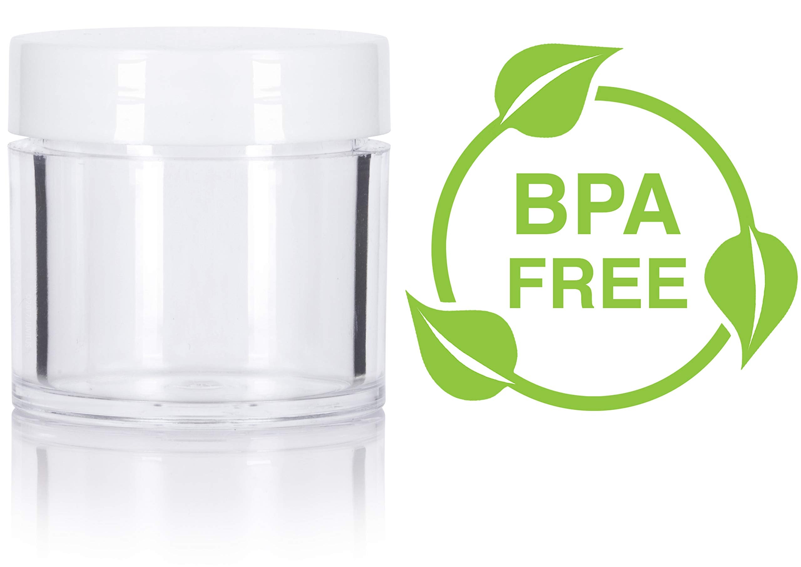 Clear Thick Wall Acrylic Travel Refillable Pot Container Jar With White Foam Lined Lid - 1 Oz / 30 Ml (12 Pack) Samples, Balms,