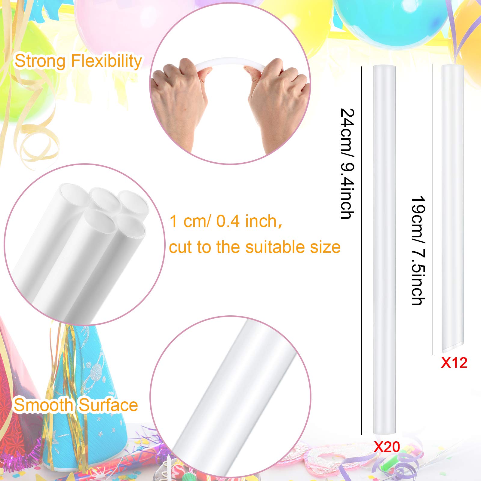 Cake Dowel Rods Set 20 Pieces Plastic Cake Sticks Support Rods With 4 Cake Separator Plates For 4, 6, 8, 10 Inch Cakes And 12 Cl