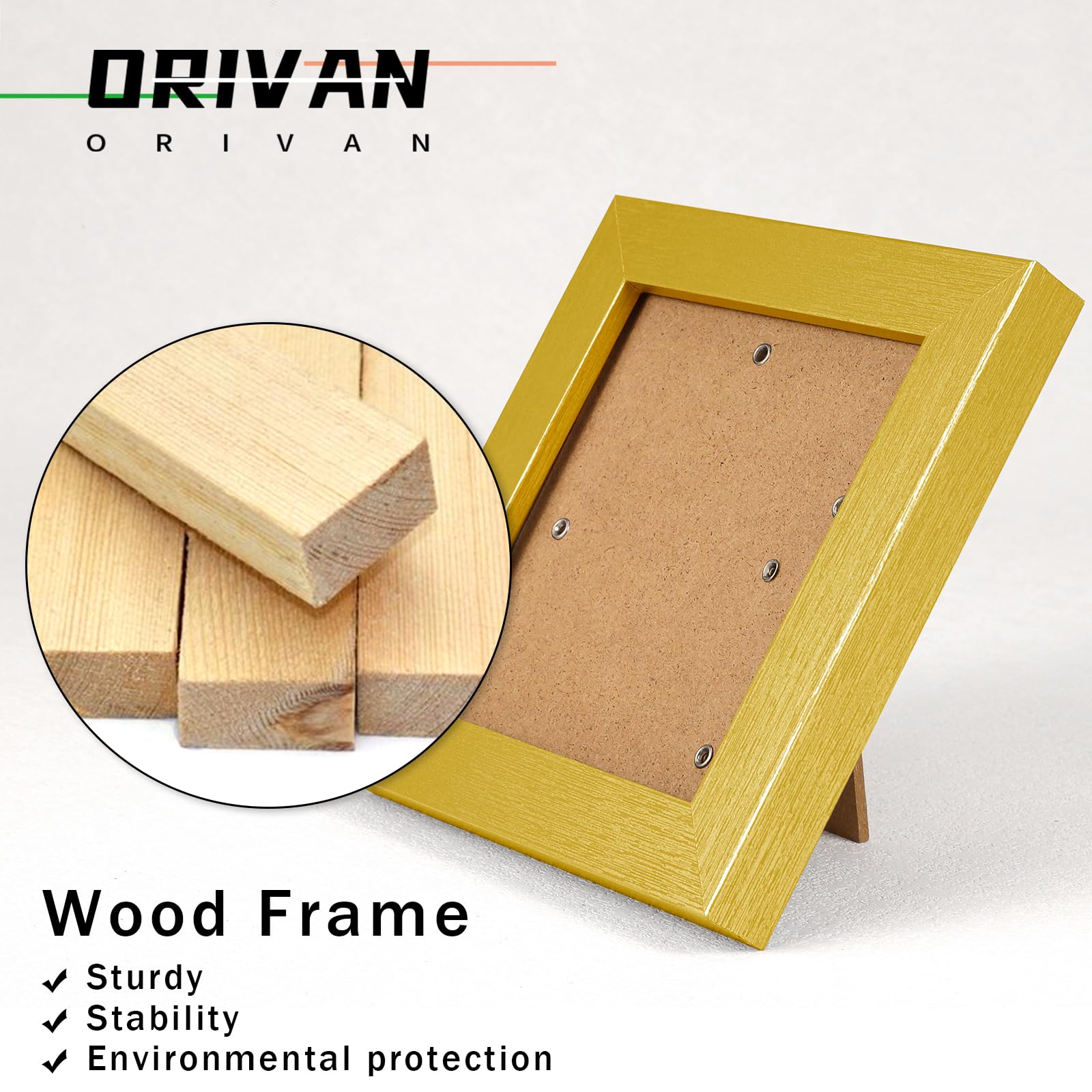 ORIVAN 4x4 Picture Frame Wood Display 4x4 Picture Distressed Gold Square Photo Frame for Wall and Tabletop Decoration