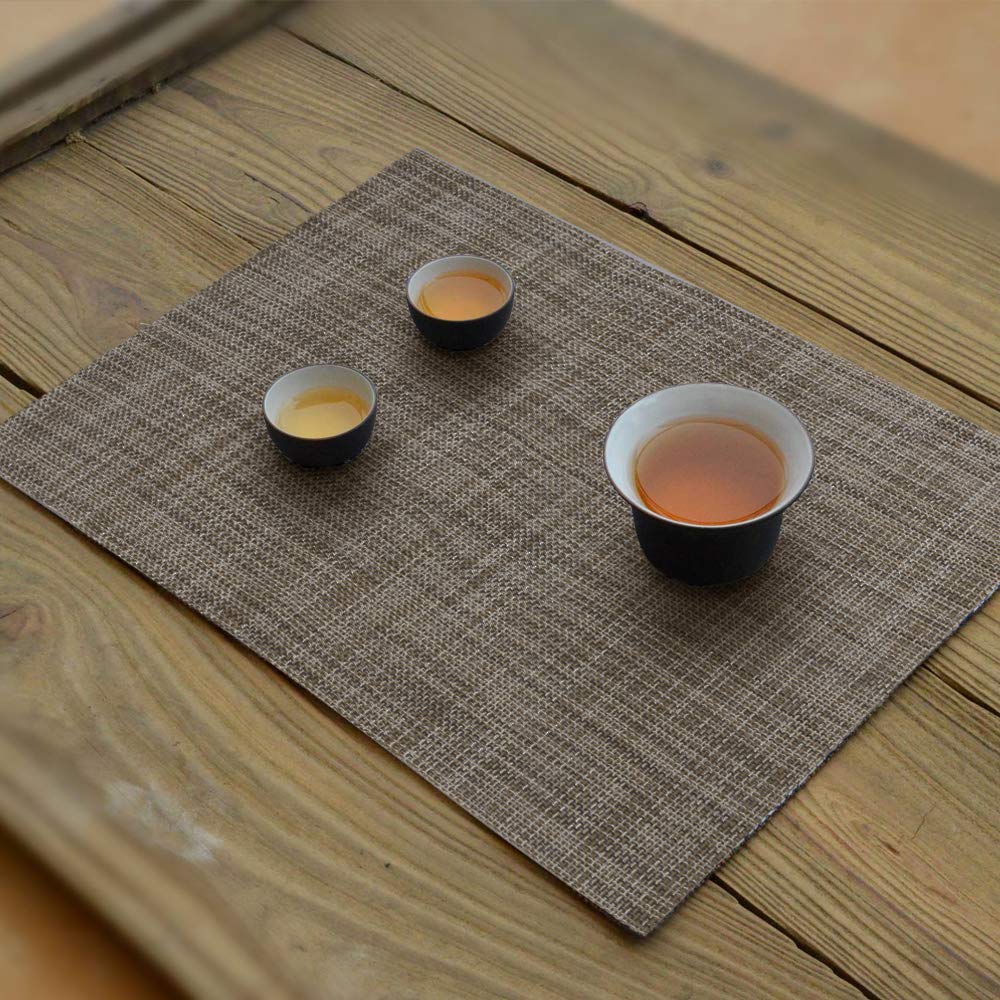 Homedge Pvc Placemat, 4 Pcs Of Non-Slip Heat Resistant Place Mats, Washable Vinyl Placemats, Set Of 4 - Linen Gray