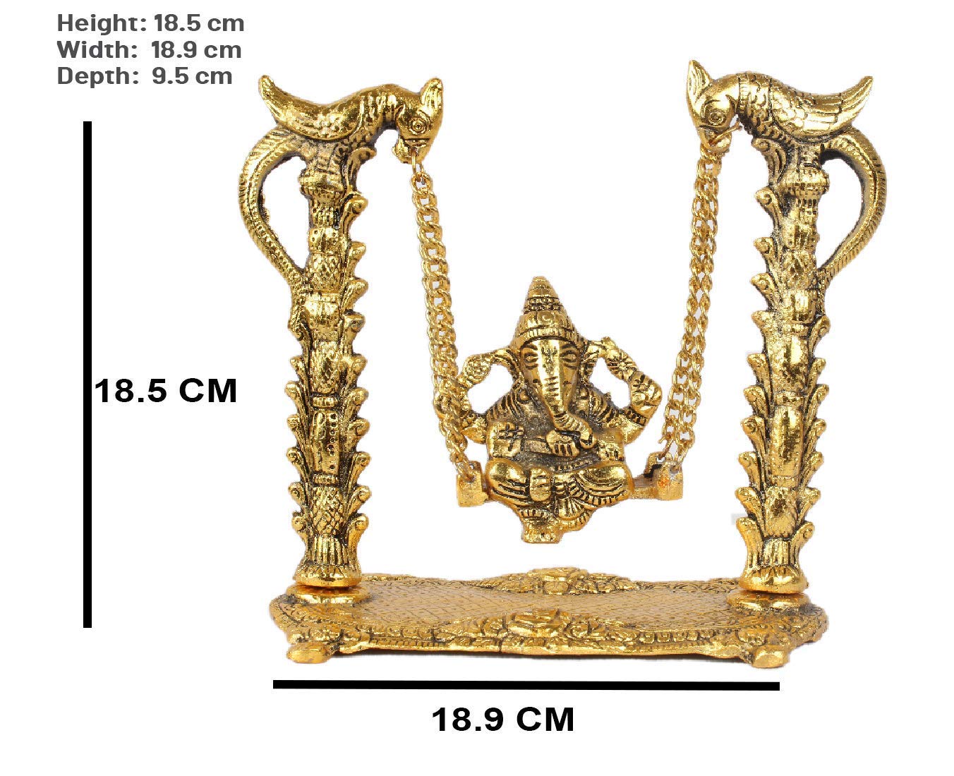 Kridaykraft Ganesh Ji Jhula,Ganpati Idol On Swing Jhula For Temple Pooja,Ganesha Metal Statue Table Decorative Home,Office & Gif