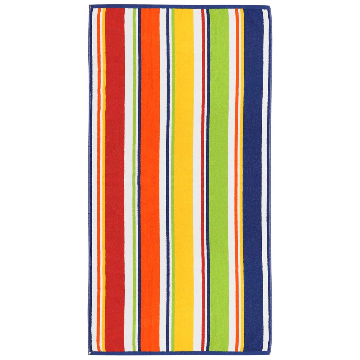 Extra Large Terry Loop Cabana Stripe Beach Towel 34 X 63 Inch Soft Resort Style (Assorted Cabana, 4 Pack)