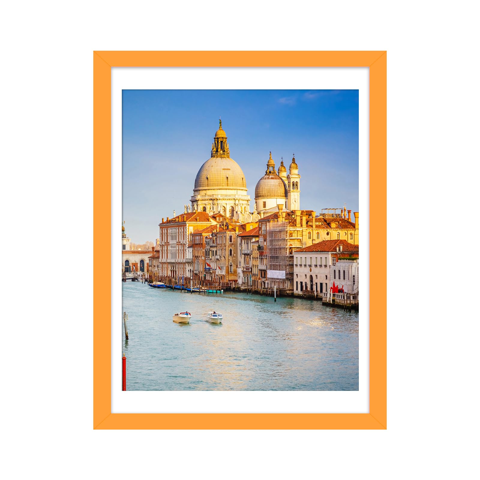 wyooxoo 12x16 Picture Frame Made of Solid Wood Orange Photo Frames Display Pictures 11x14 with Mat or 12x16 Without Mat Colorful